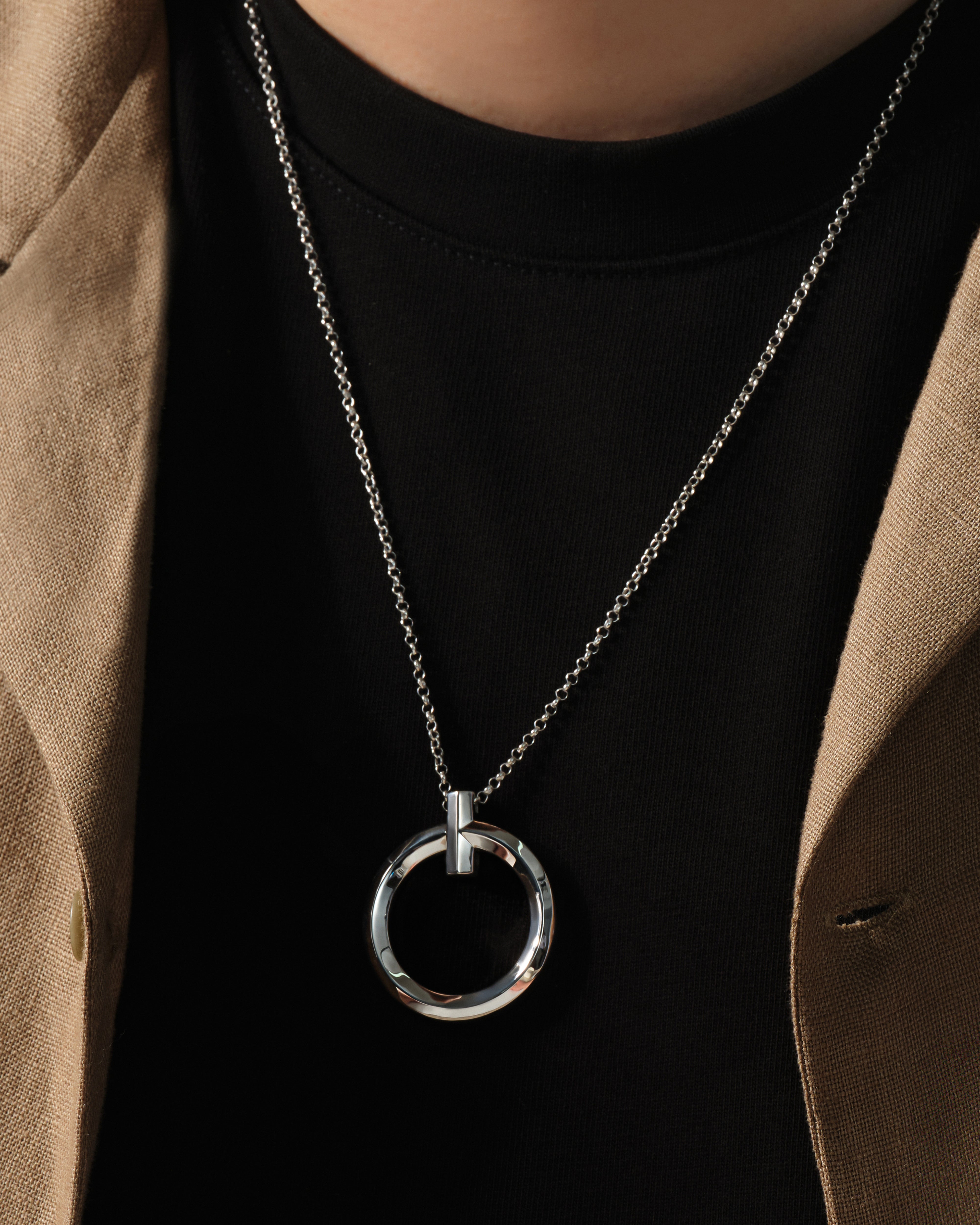 Men's Circular Pendant Necklace - Gold Vermeil