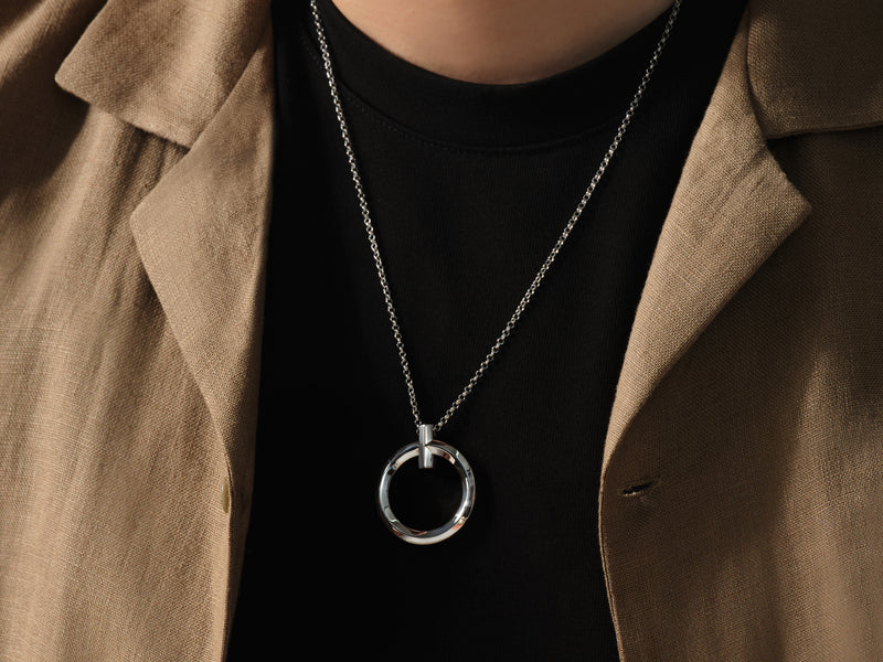 Men's Circular Pendant Necklace - Gold Vermeil