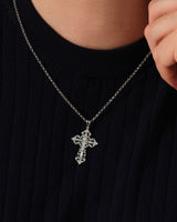 Detailed Cross Pendant Necklace - Gold Vermeil