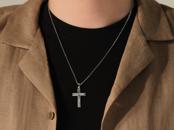 Men's Name Cross Pendant Necklace - Gold Vermeil