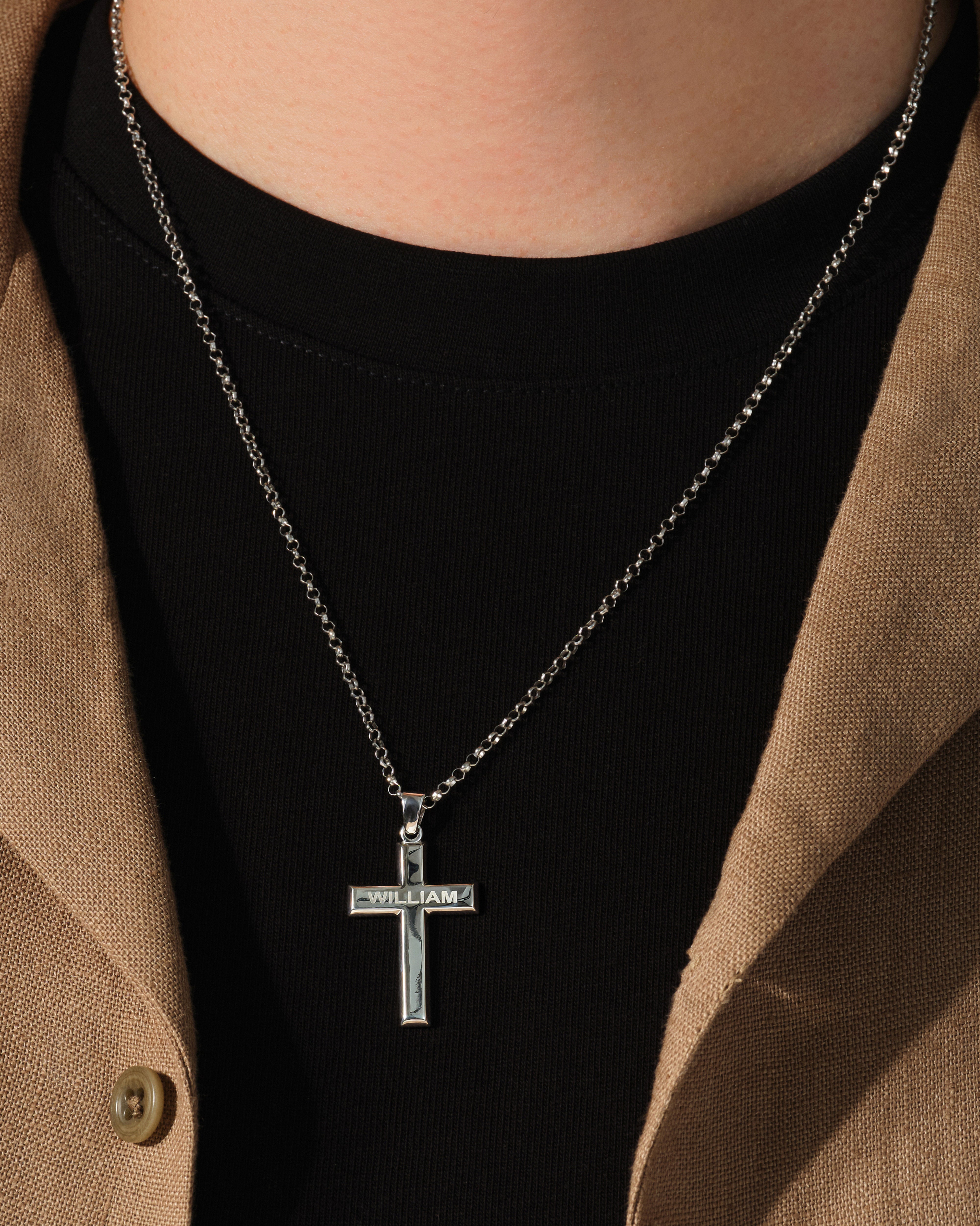 Men's Name Cross Pendant Necklace - Gold Vermeil