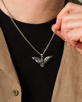 Oxidized Flying Eagle Pendant Necklace - Sterling Silver