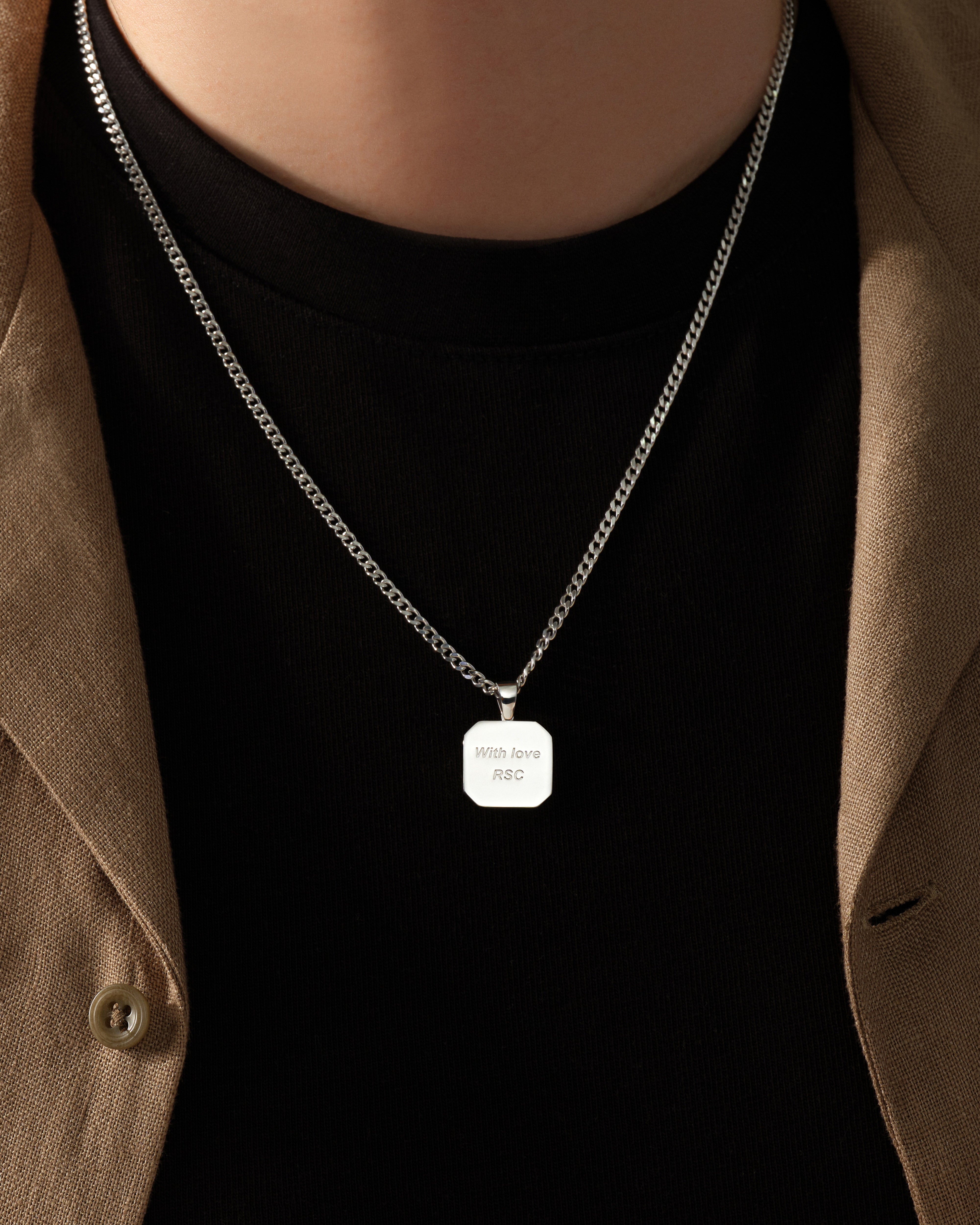 Engraved Message Pendant Necklace - Gold Vermeil