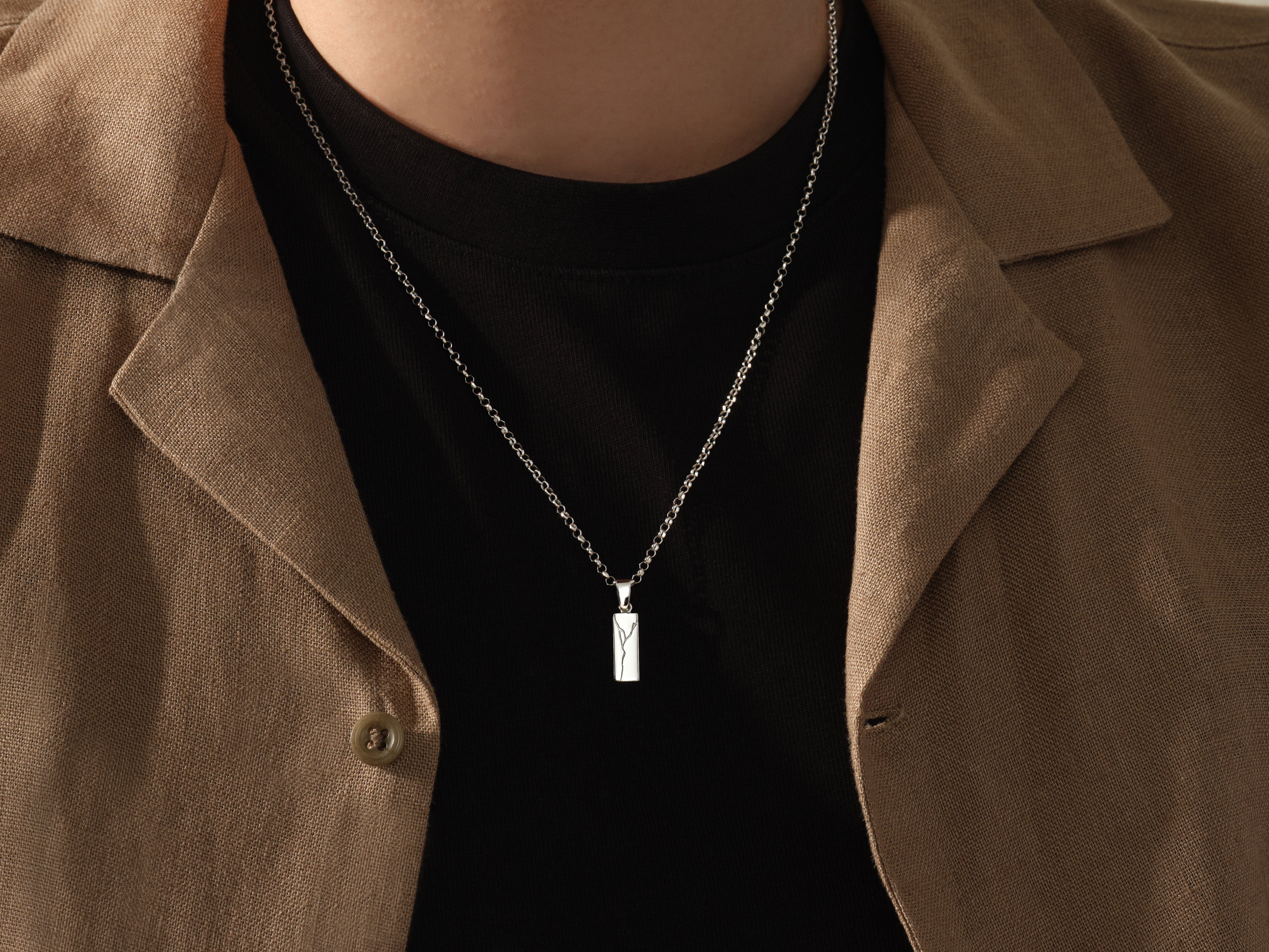 Men's silver pendant necklace, minimalist jewelry for him