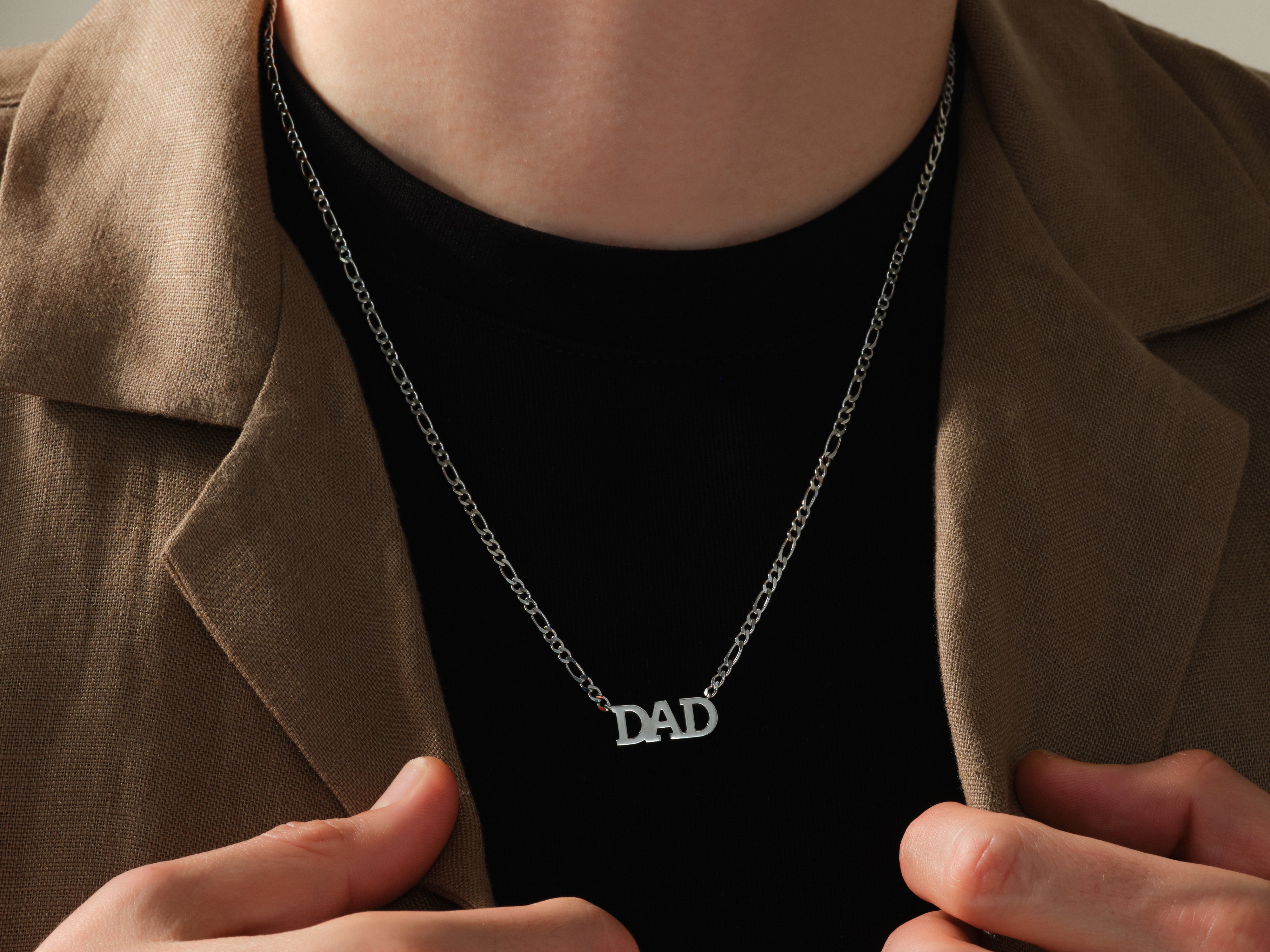 Silver "DAD" pendant necklace for Father's Day jewelry gift