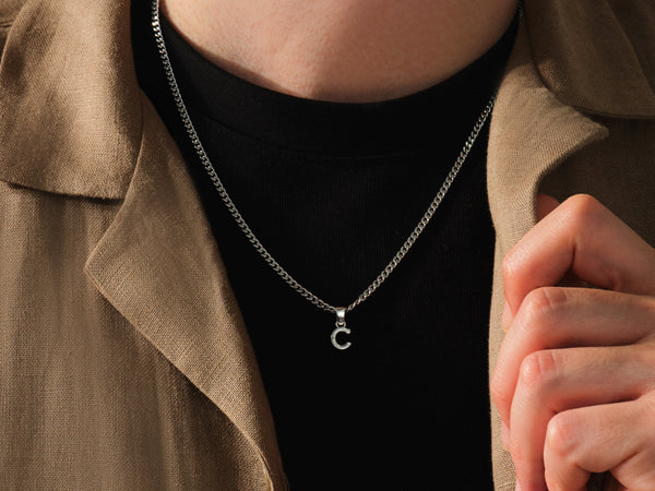 Initial Pendant Cuban Chain Necklace - Gold Vermeil
