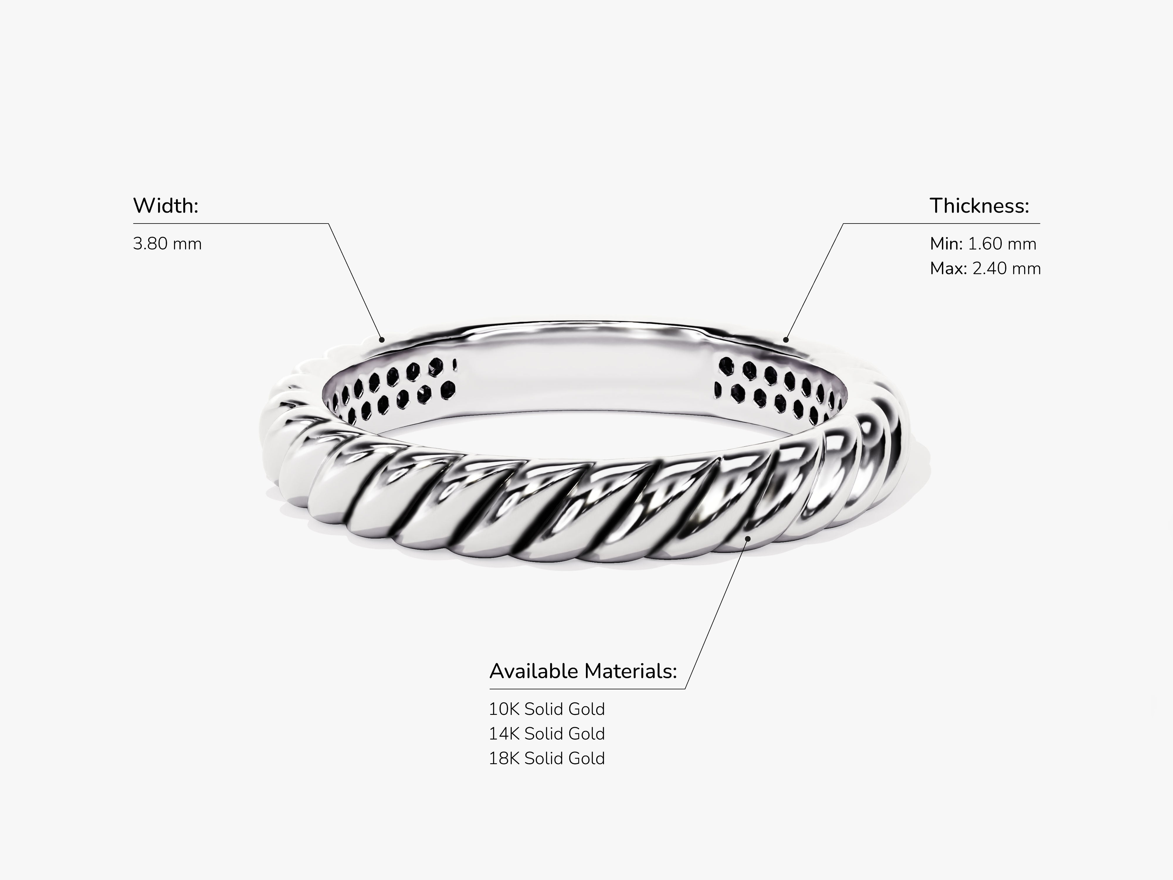 Twisted gold ring, available in 10K, 14K, 18K solid gold