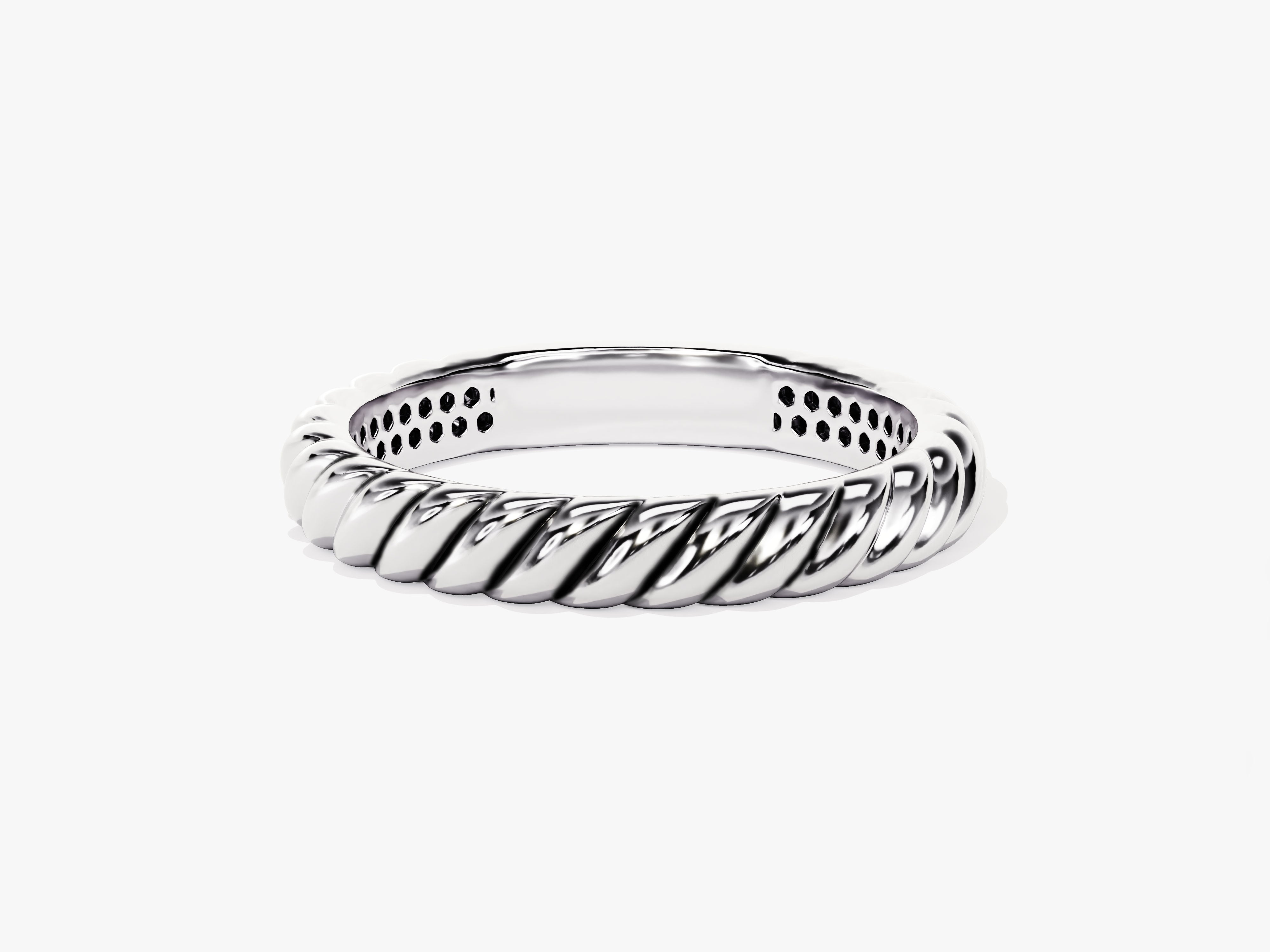 Sterling silver twisted band ring with diamond accents
