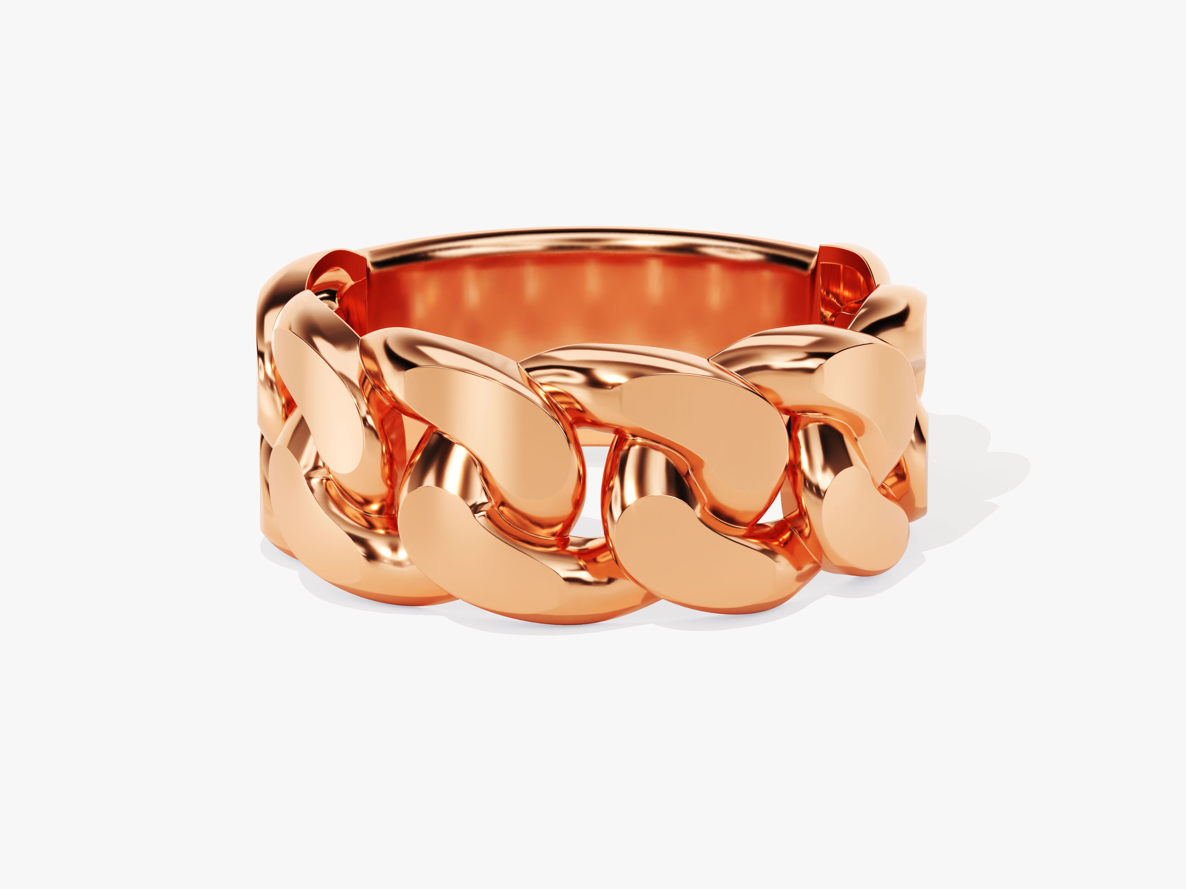 Rose gold curb chain ring for women