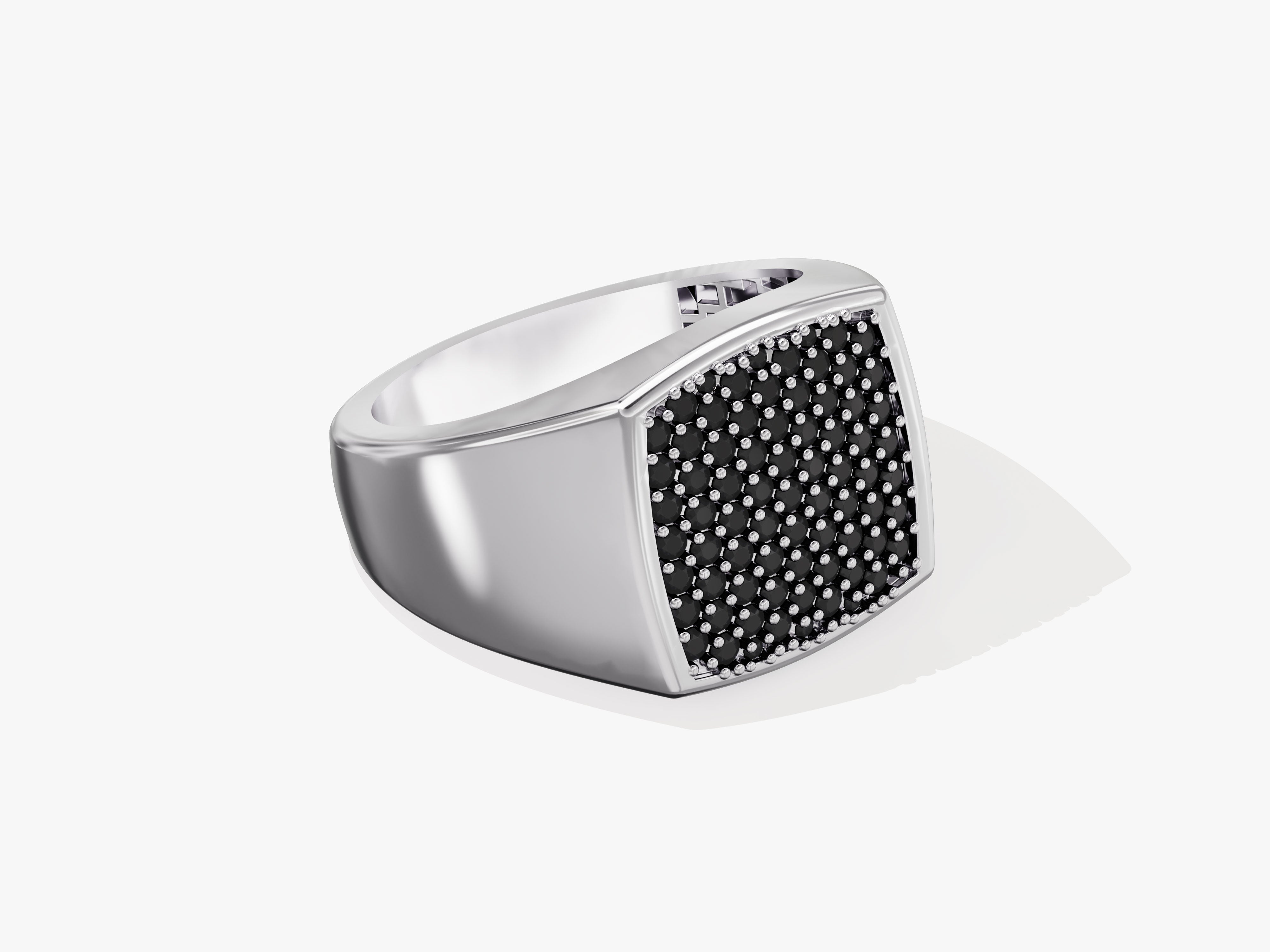 Men's silver ring with black diamonds, luxury jewelry