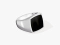 14k Gold Black Enamel Signet Ring