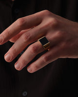 14k Gold Black Enamel Signet Ring