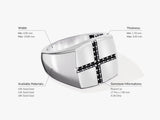 14k Gold Black Diamond Cross Signet Ring