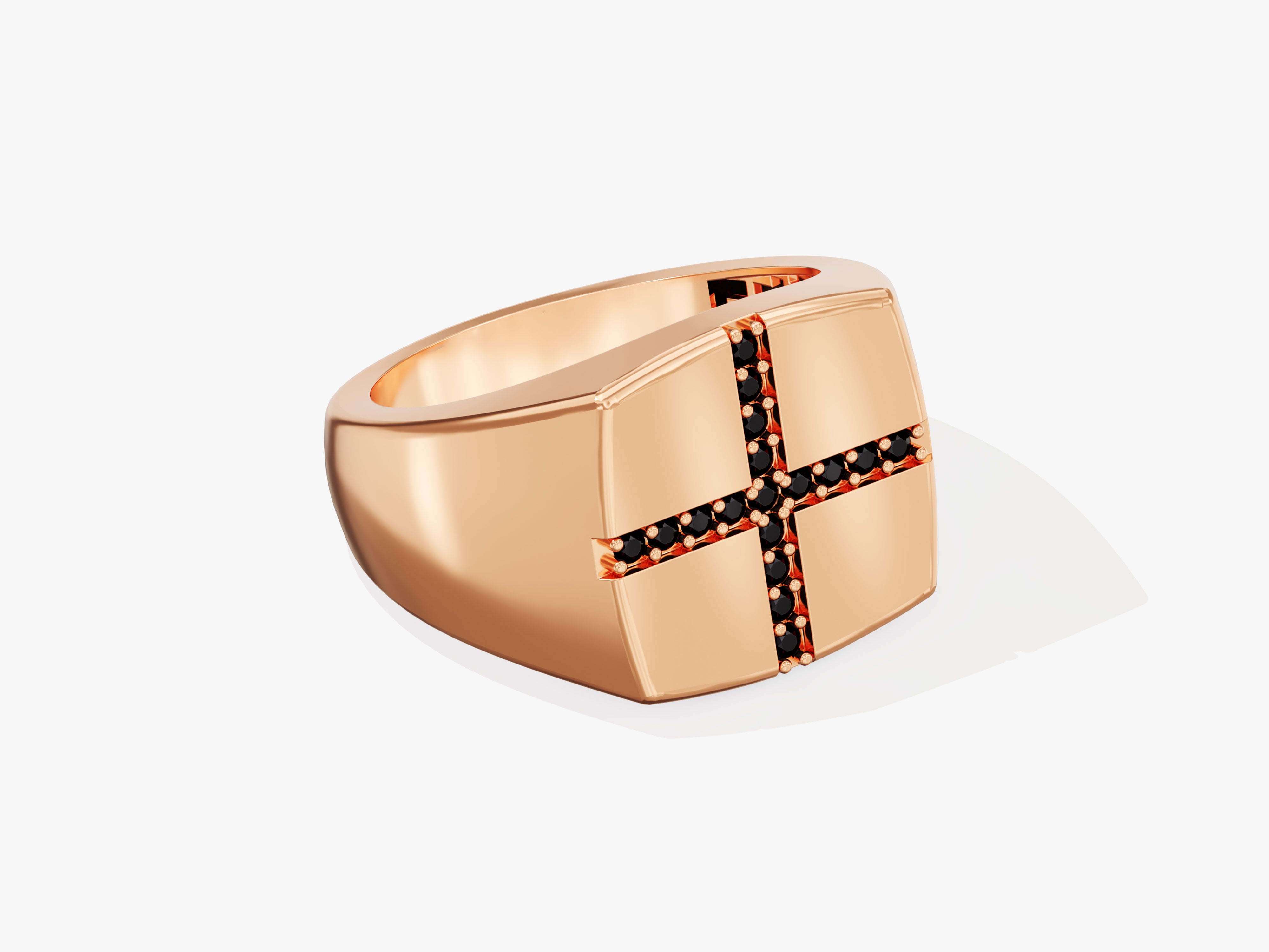 Rose gold ring with black diamonds, modern jewelry design