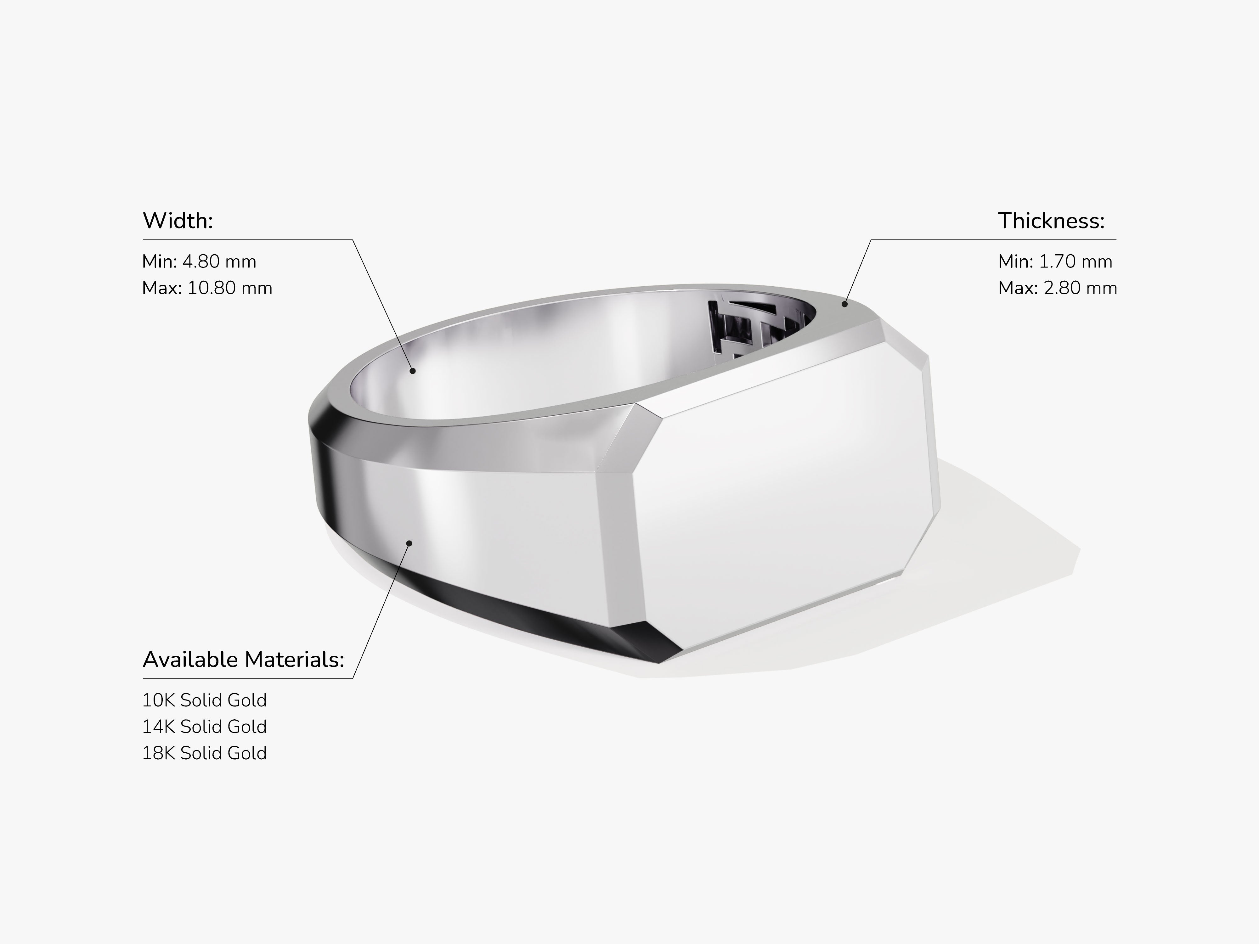 Solid gold signet ring available in 10K, 14K, 18K