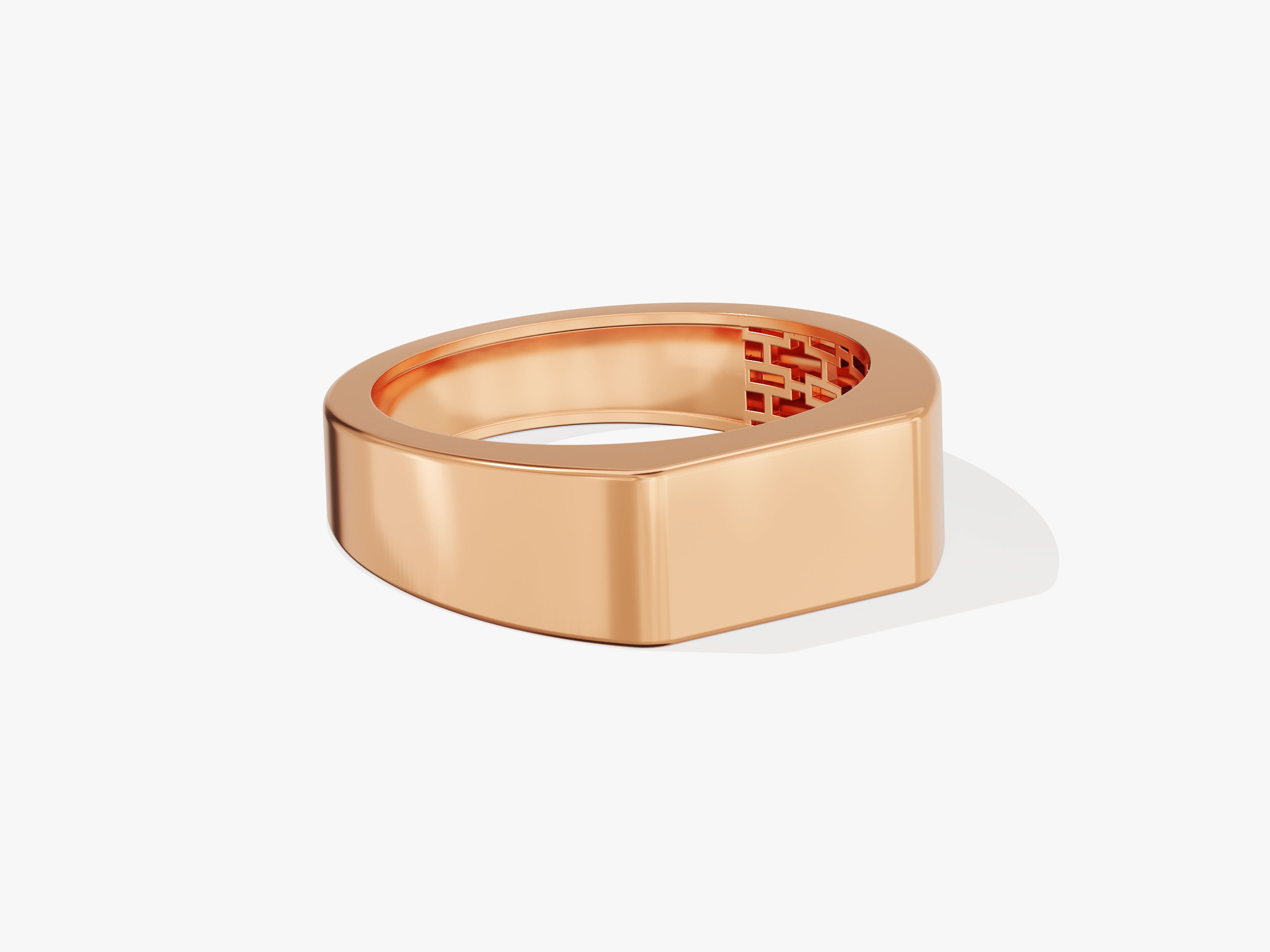 Rose gold signet ring with geometric interior detail