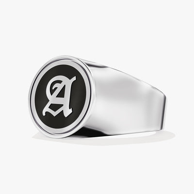 14k Gold Men's Initial Signet Ring