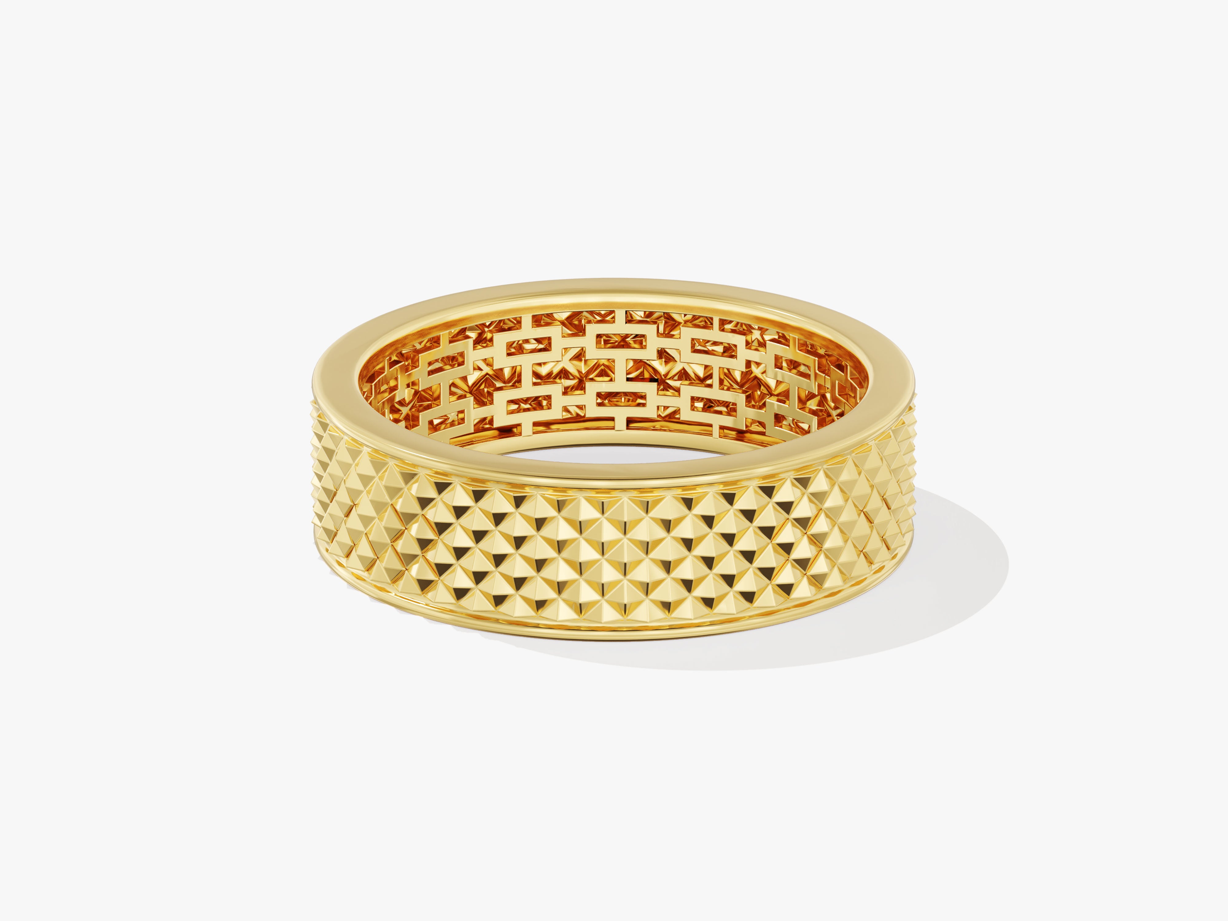 Gold pyramid textured ring for jewelry collection