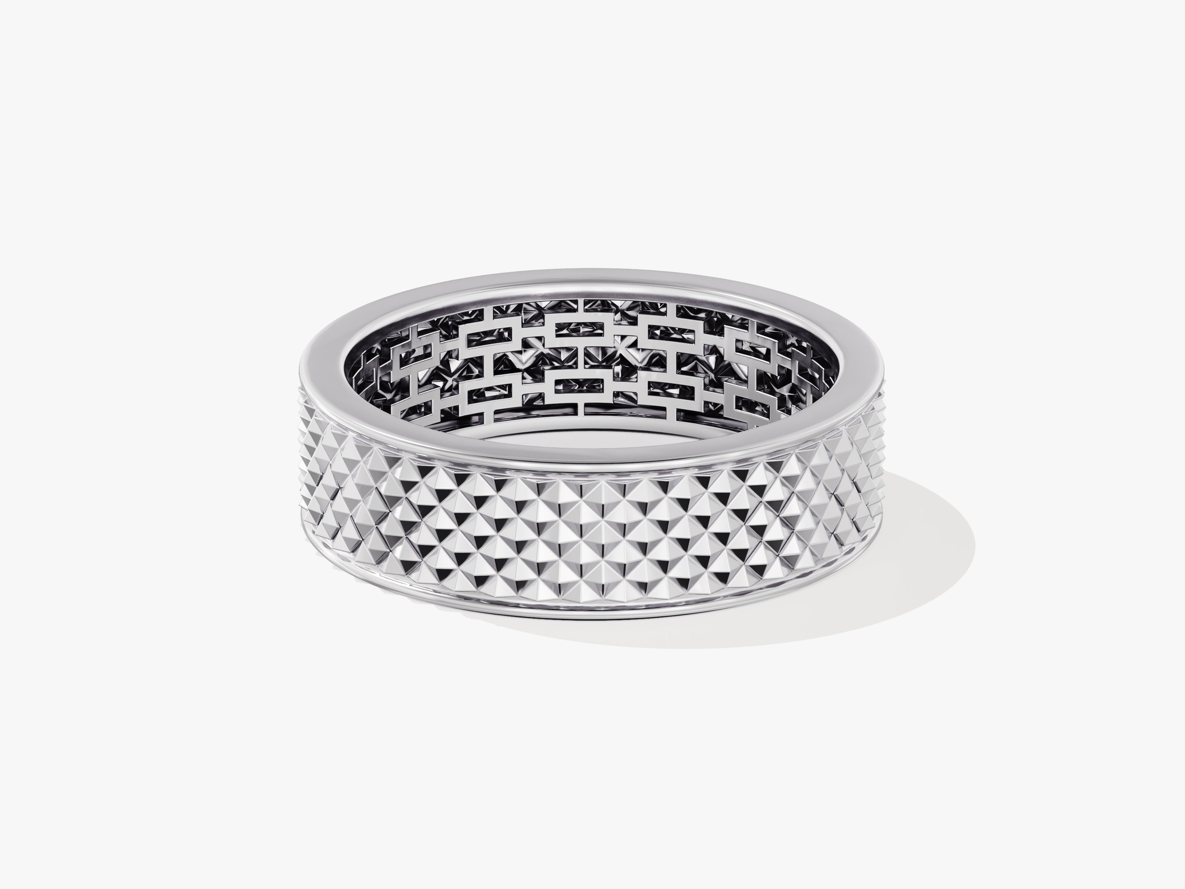 Geometric pattern silver ring for jewelry collection