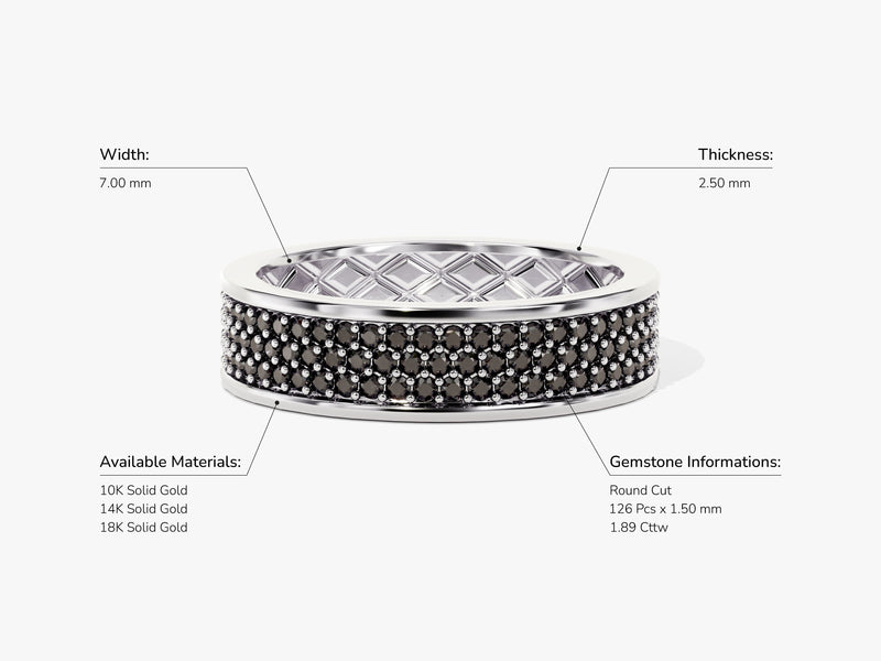 Triple Row Black Diamond Men's Engagement Ring