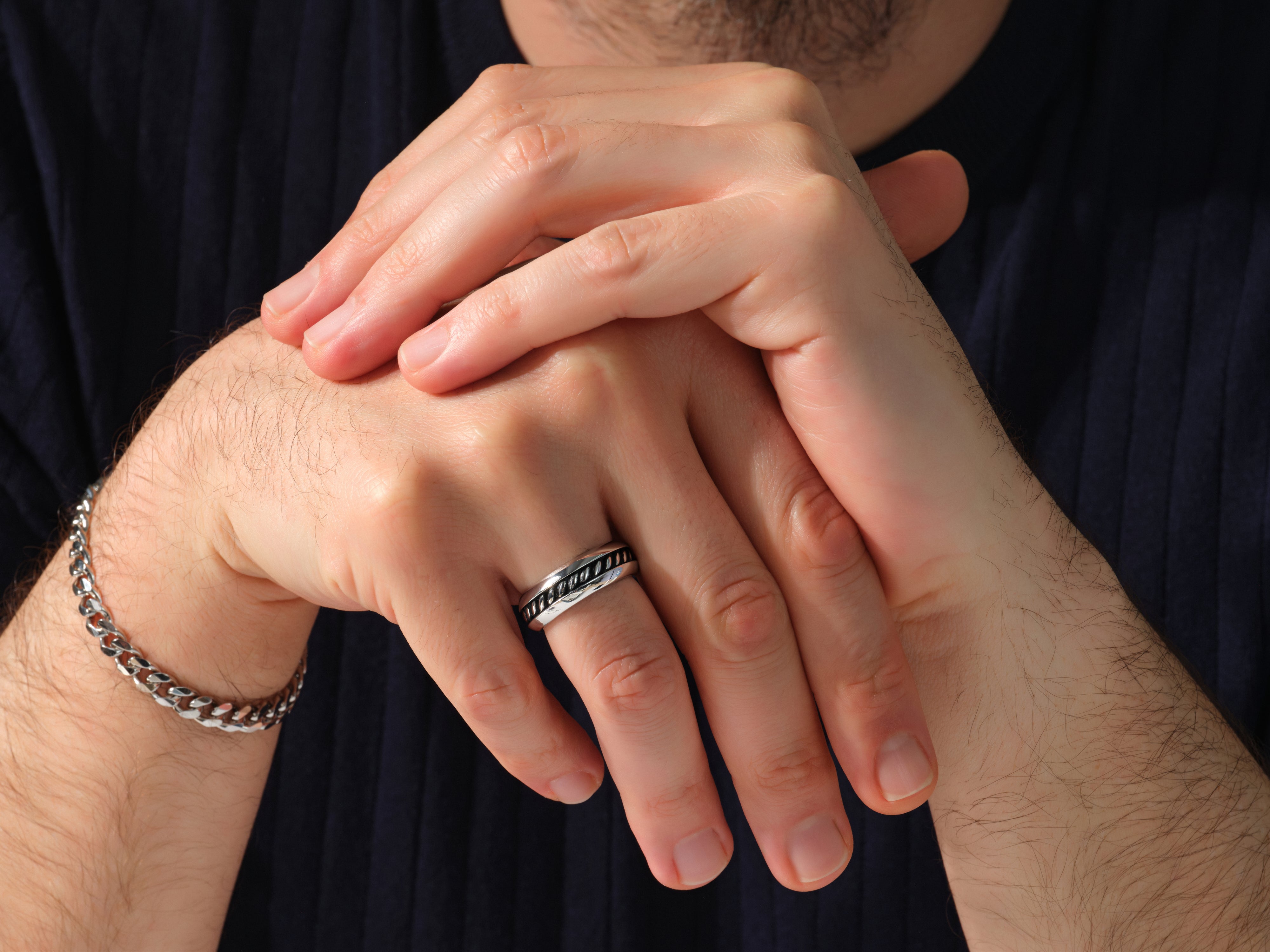 Men's silver ring and bracelet from jewelry company