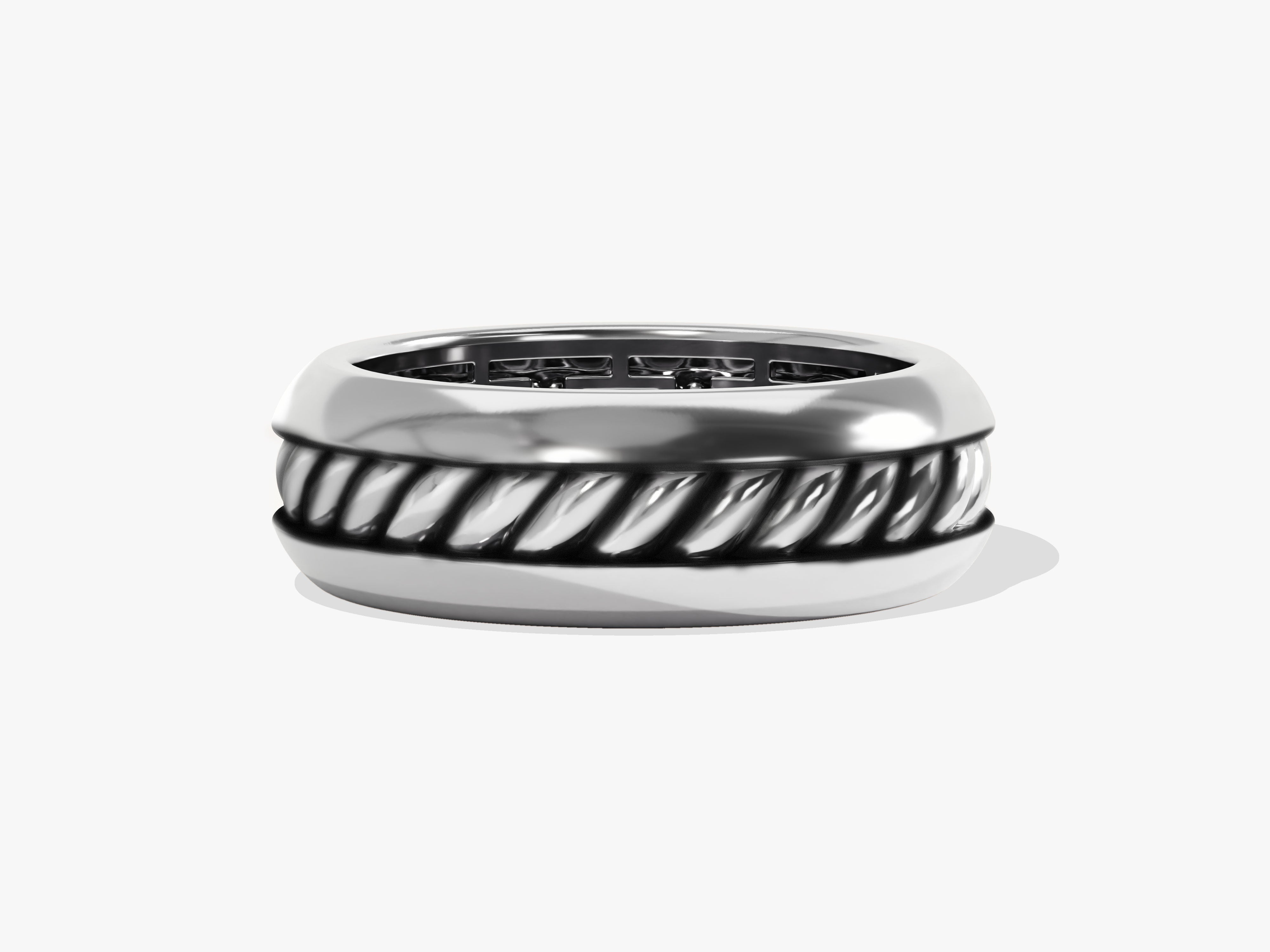 Silver twisted cable ring for jewelry collection