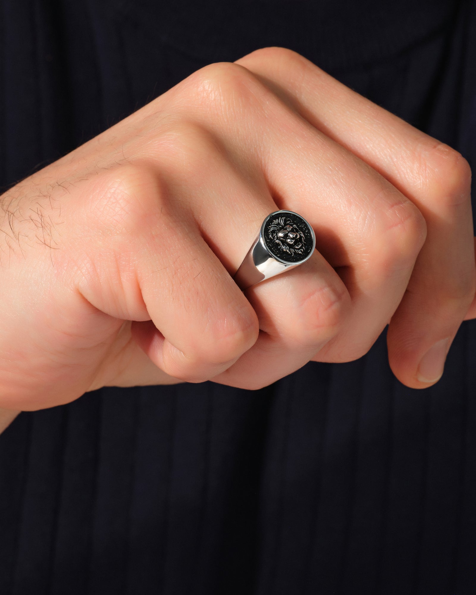Oxidized Lion Head Signet Ring - Sterling Silver | Eternate