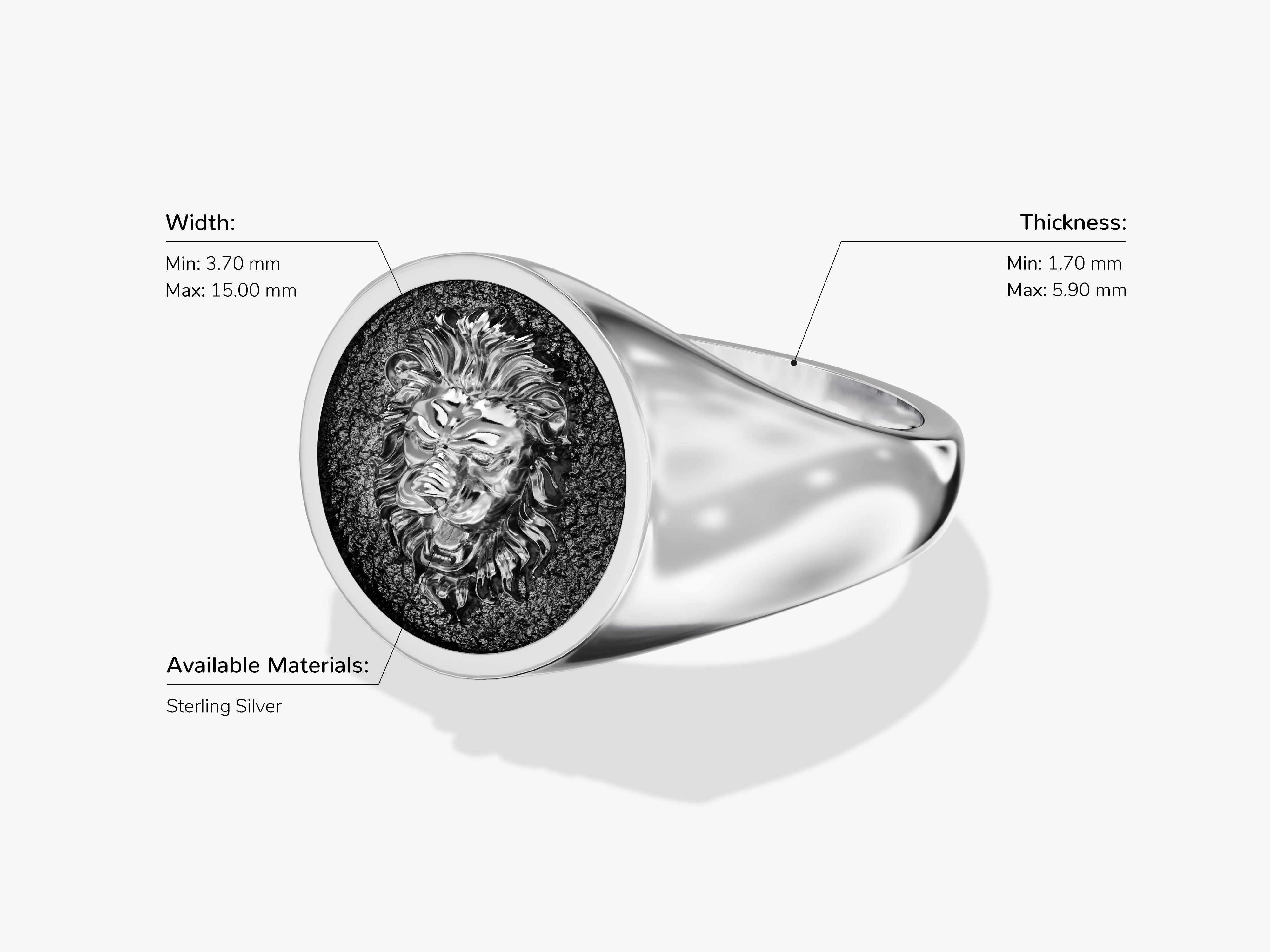 Sterling silver lion head signet ring for jewelry firm