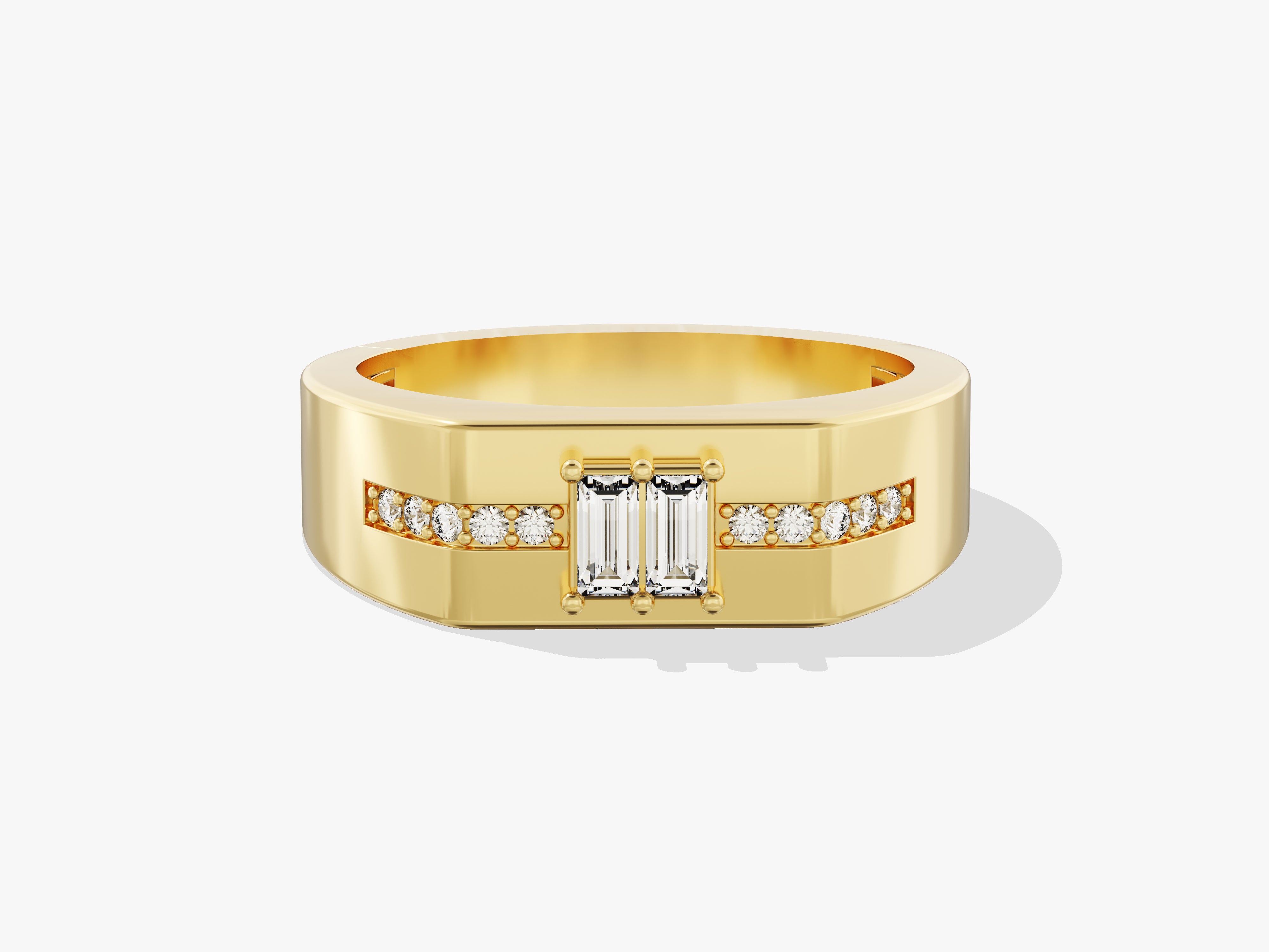 Gold ring with baguette and round diamonds