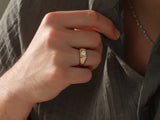 Men's Cushion Moissanite Signet Ring - Gold Vermeil