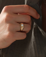 Men's Cushion Moissanite Signet Ring - Gold Vermeil