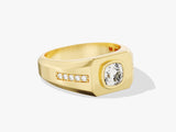 Men's Cushion Moissanite Signet Ring - Gold Vermeil