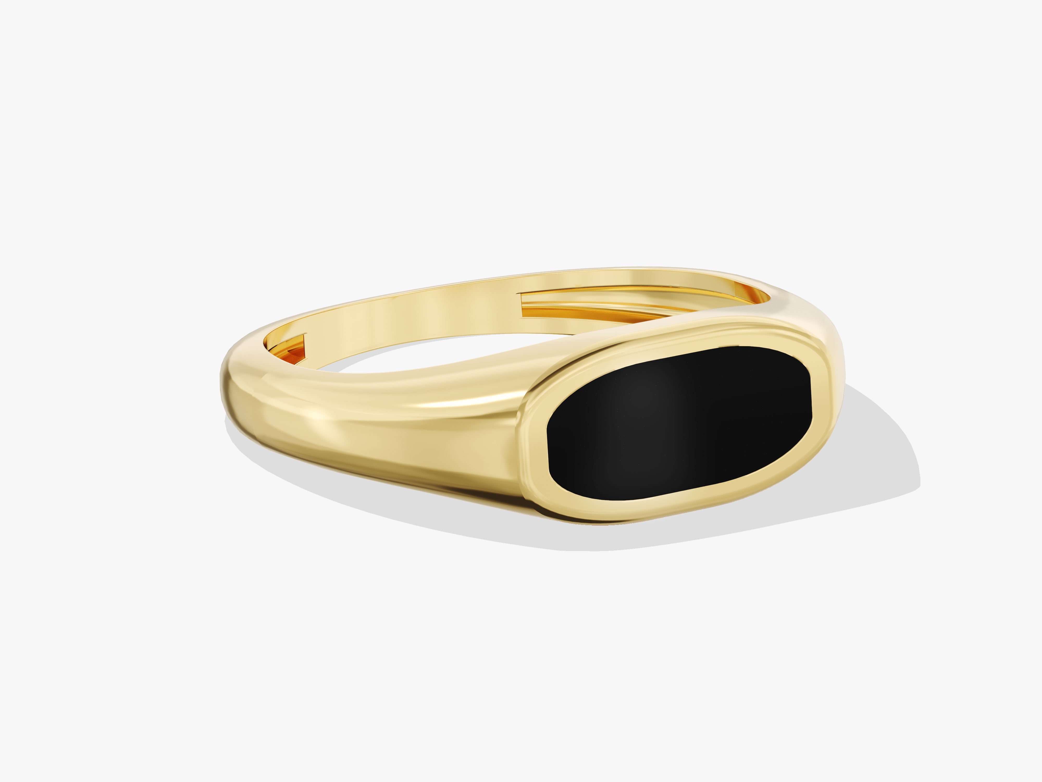 Gold signet ring with black onyx gemstone jewelry