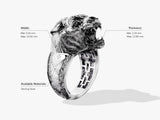 Men's Tiger Head Ring - Sterling Silver