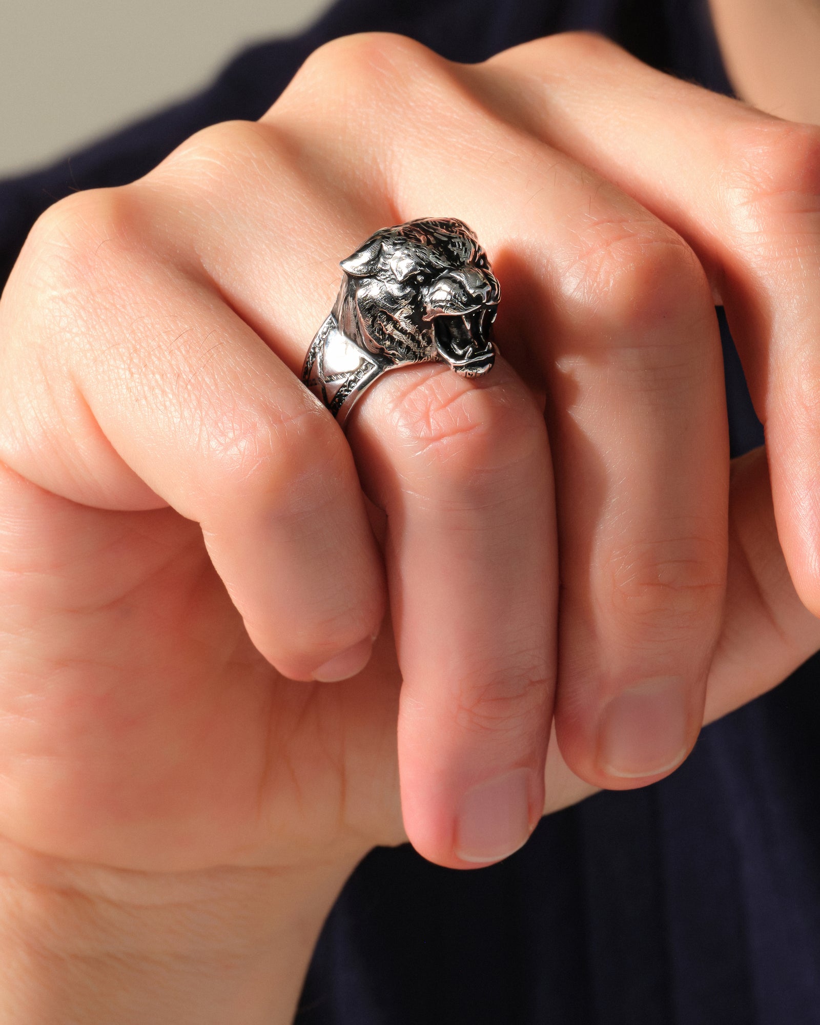 Men's Tiger Head Ring - Sterling Silver | Eternate
