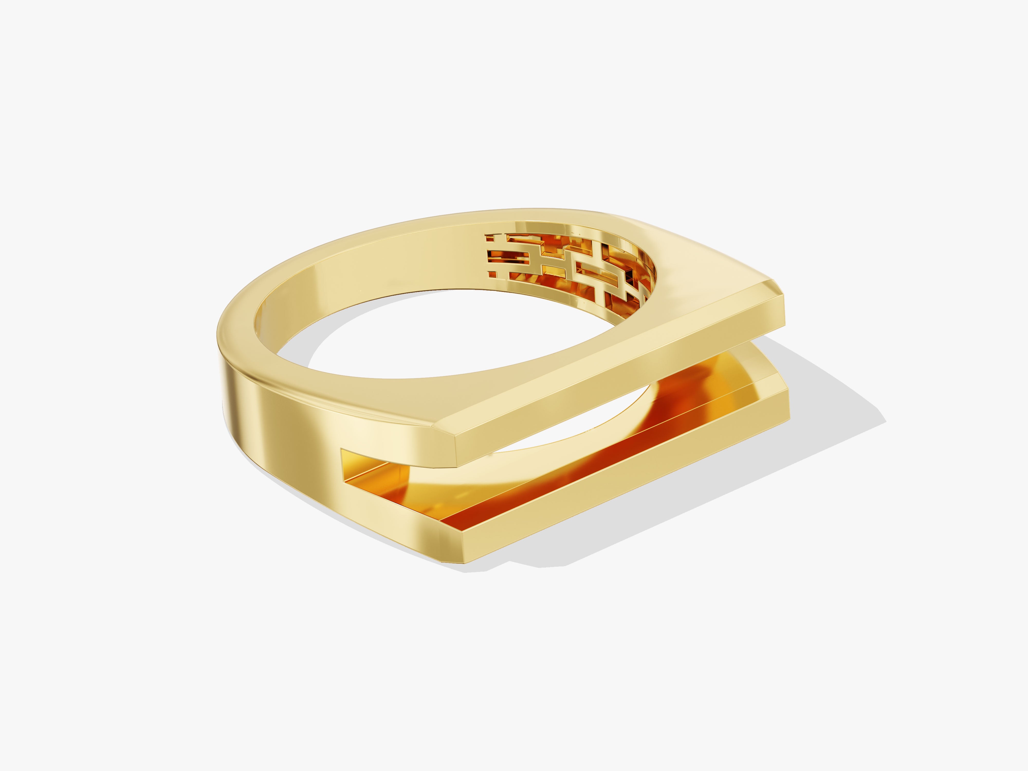 Modern gold ring jewelry design with geometric pattern