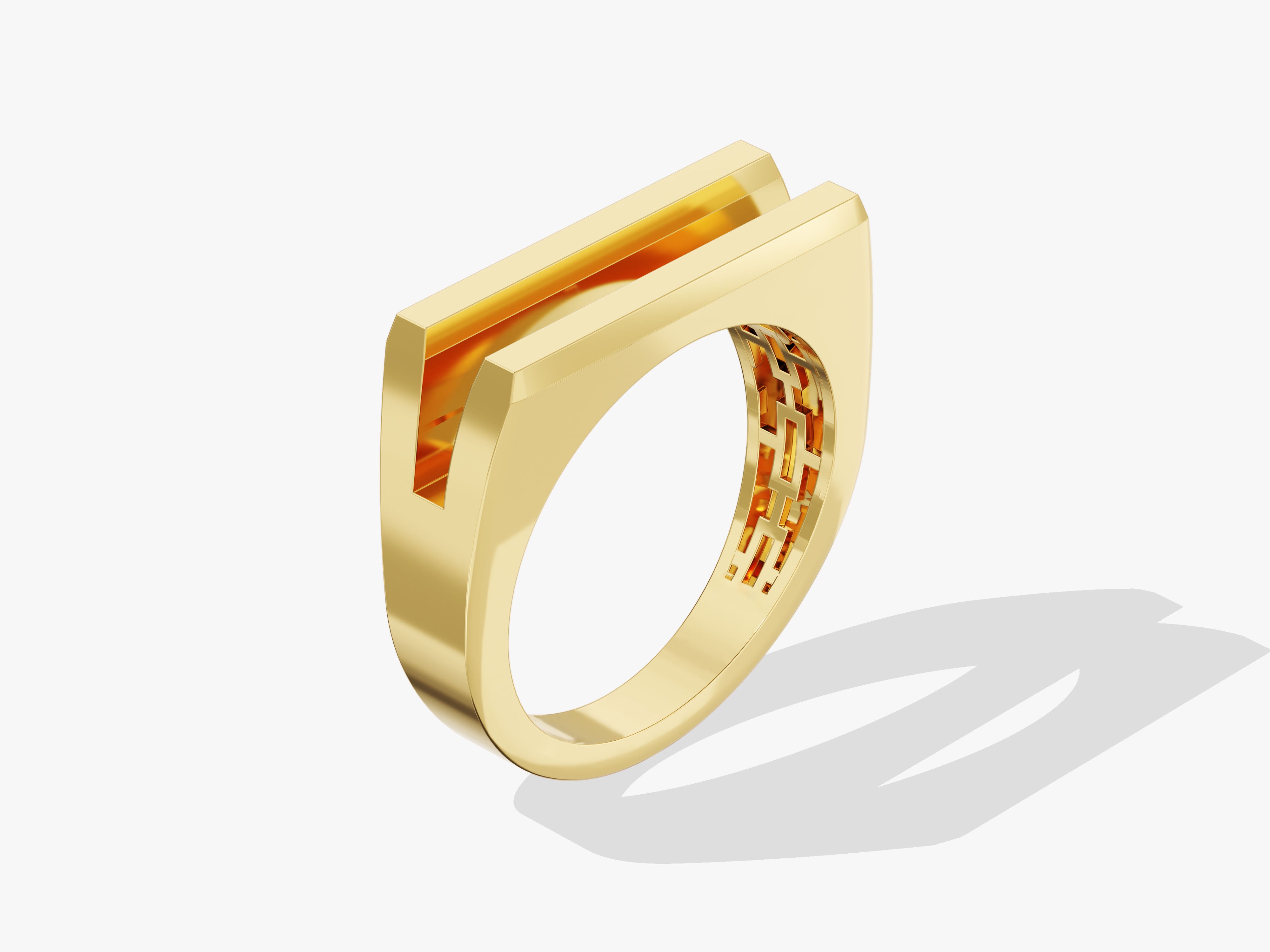 Modern gold ring with geometric design, jewelry for men