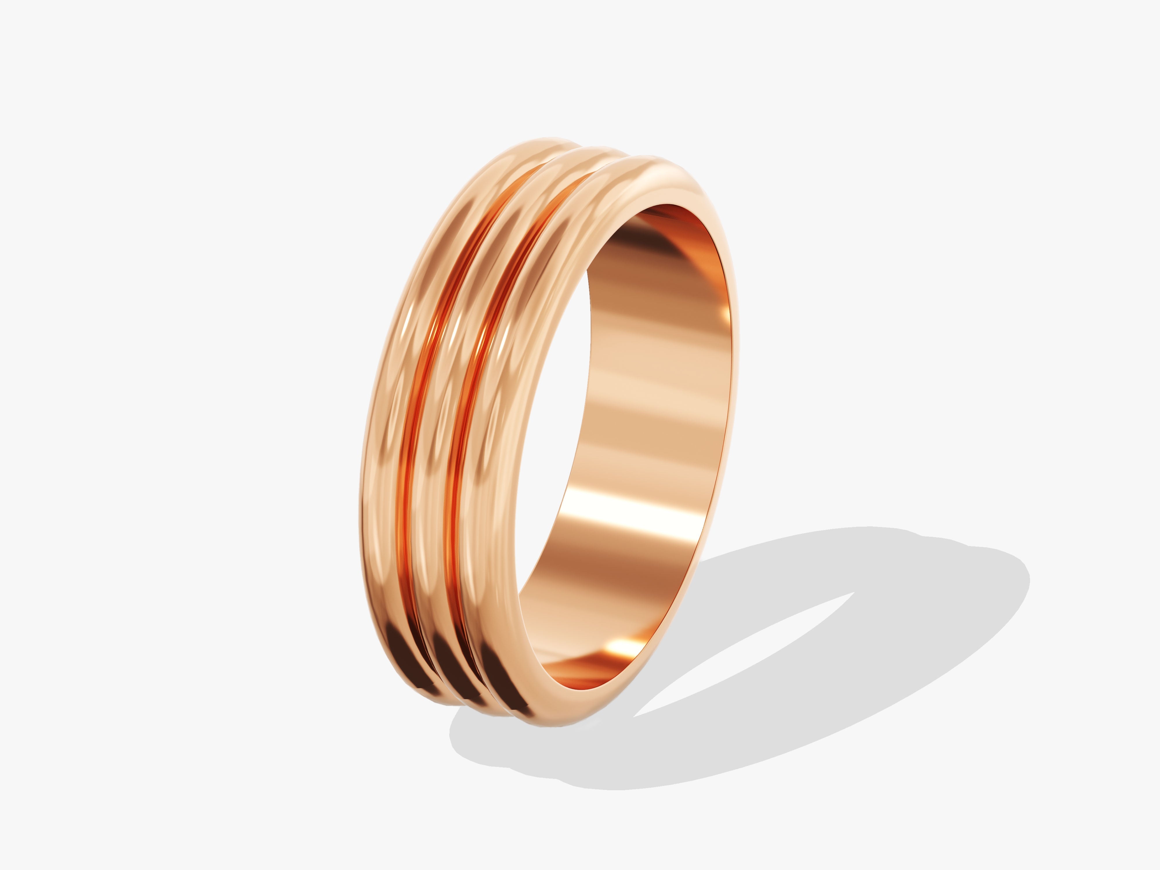 Rose gold ring with ribbed design, elegant jewelry for her