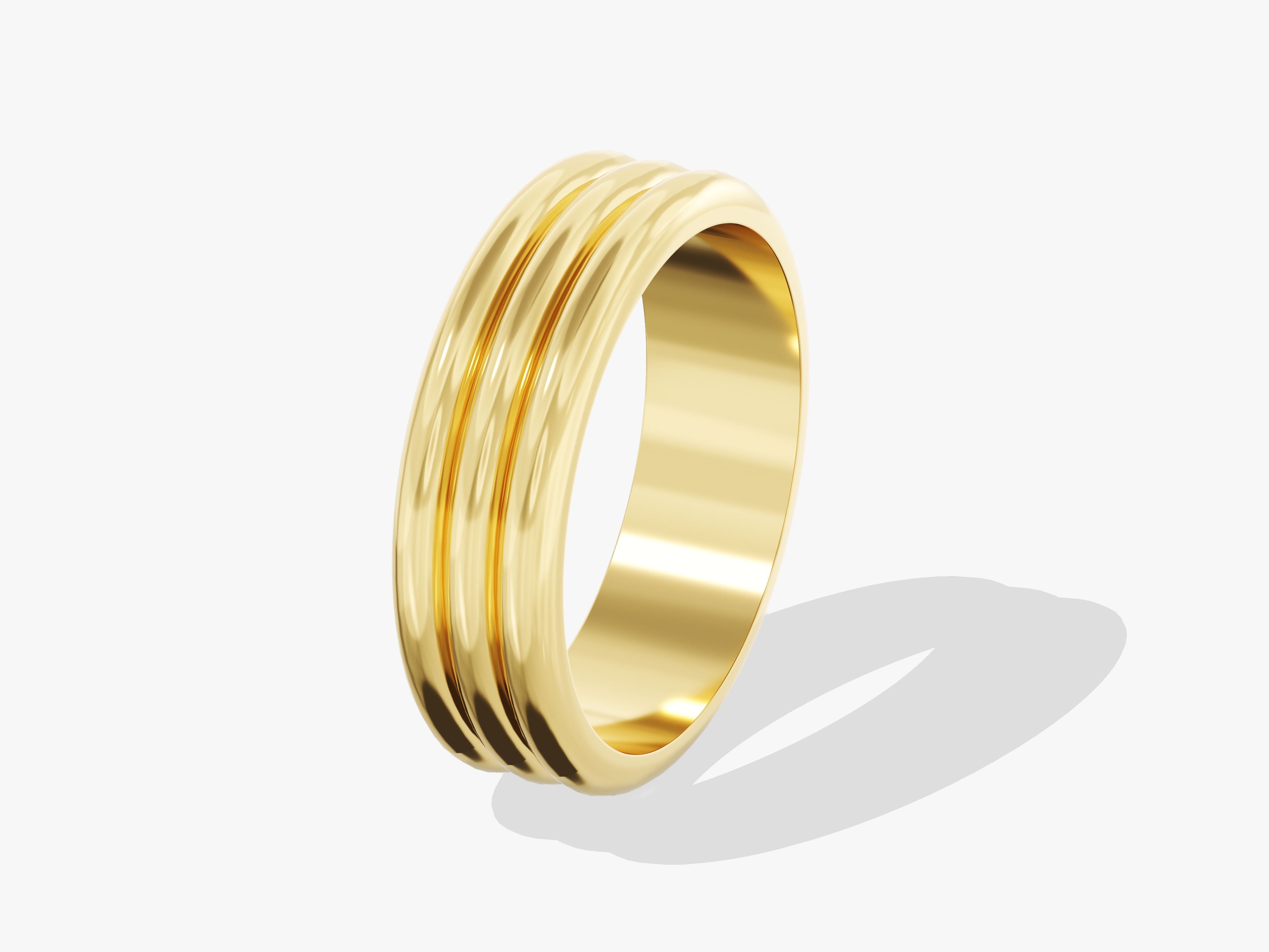 Gold ring with ribbed design, fine jewelry