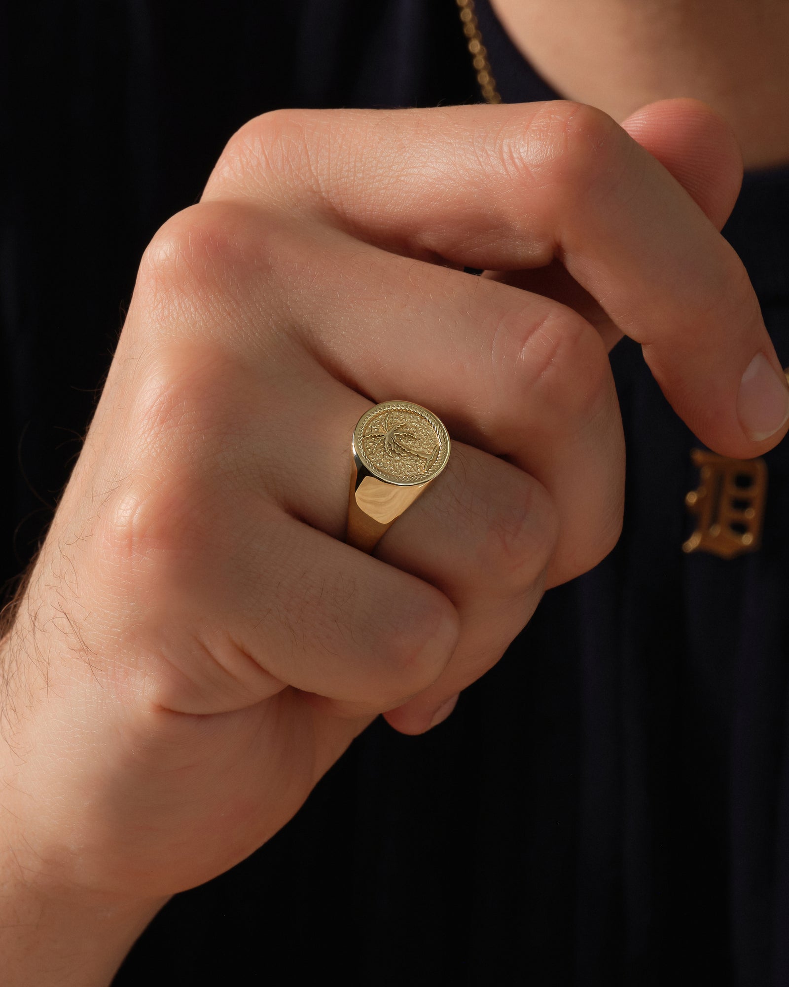 Men's Palm Tree Signet Ring - Gold Vermeil | Eternate