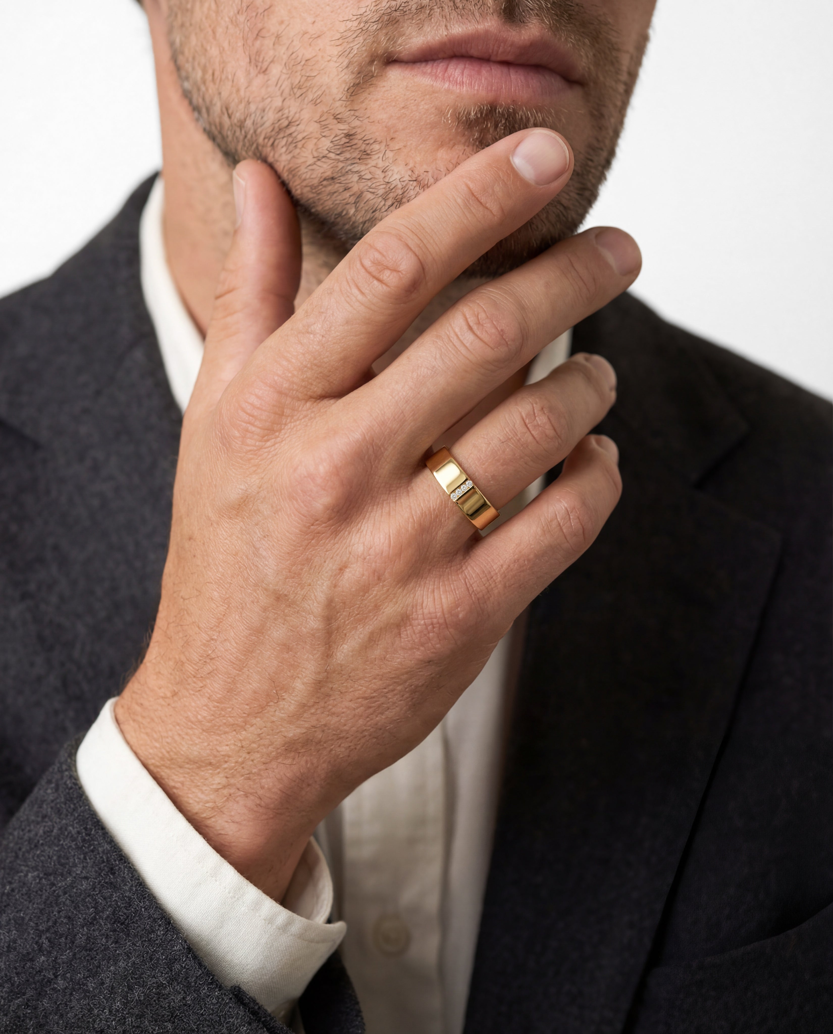 Vertical Row Men's Wedding Band