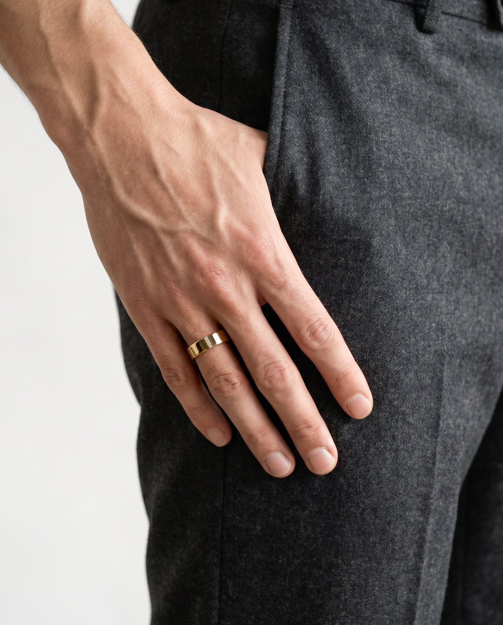 Vertical Row Men's Wedding Band