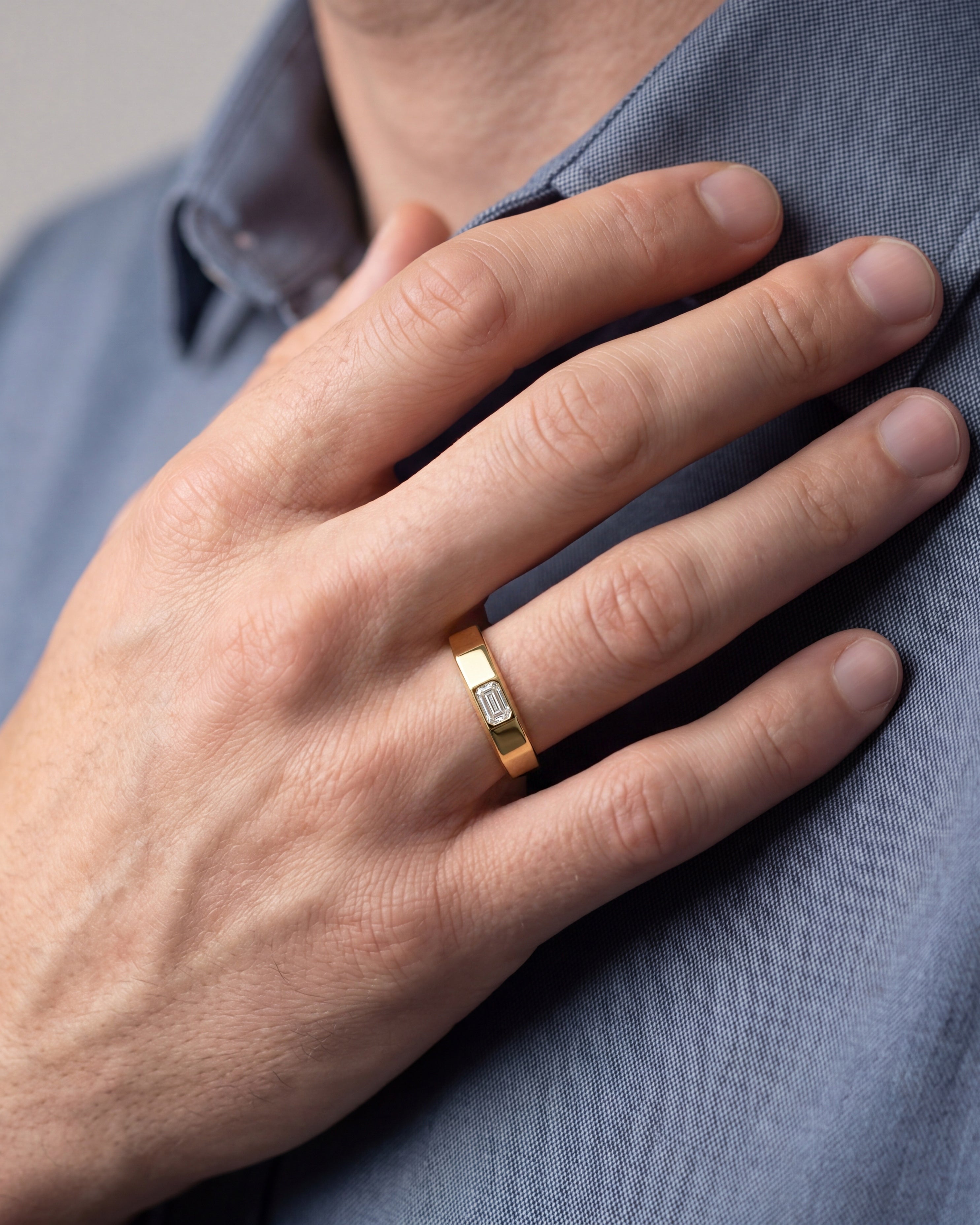 Faceted Men's Wedding Band