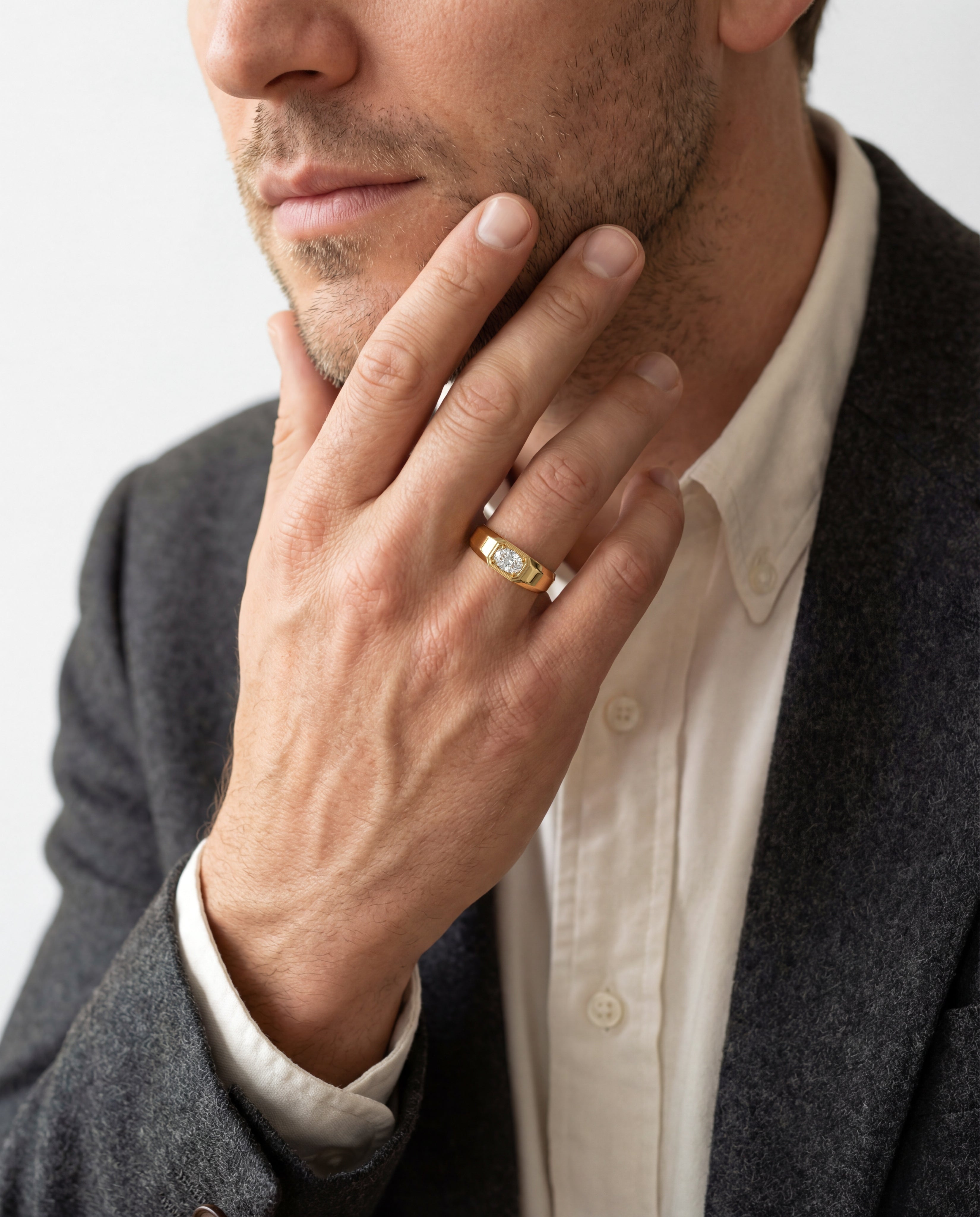 Oval Men's Wedding Band