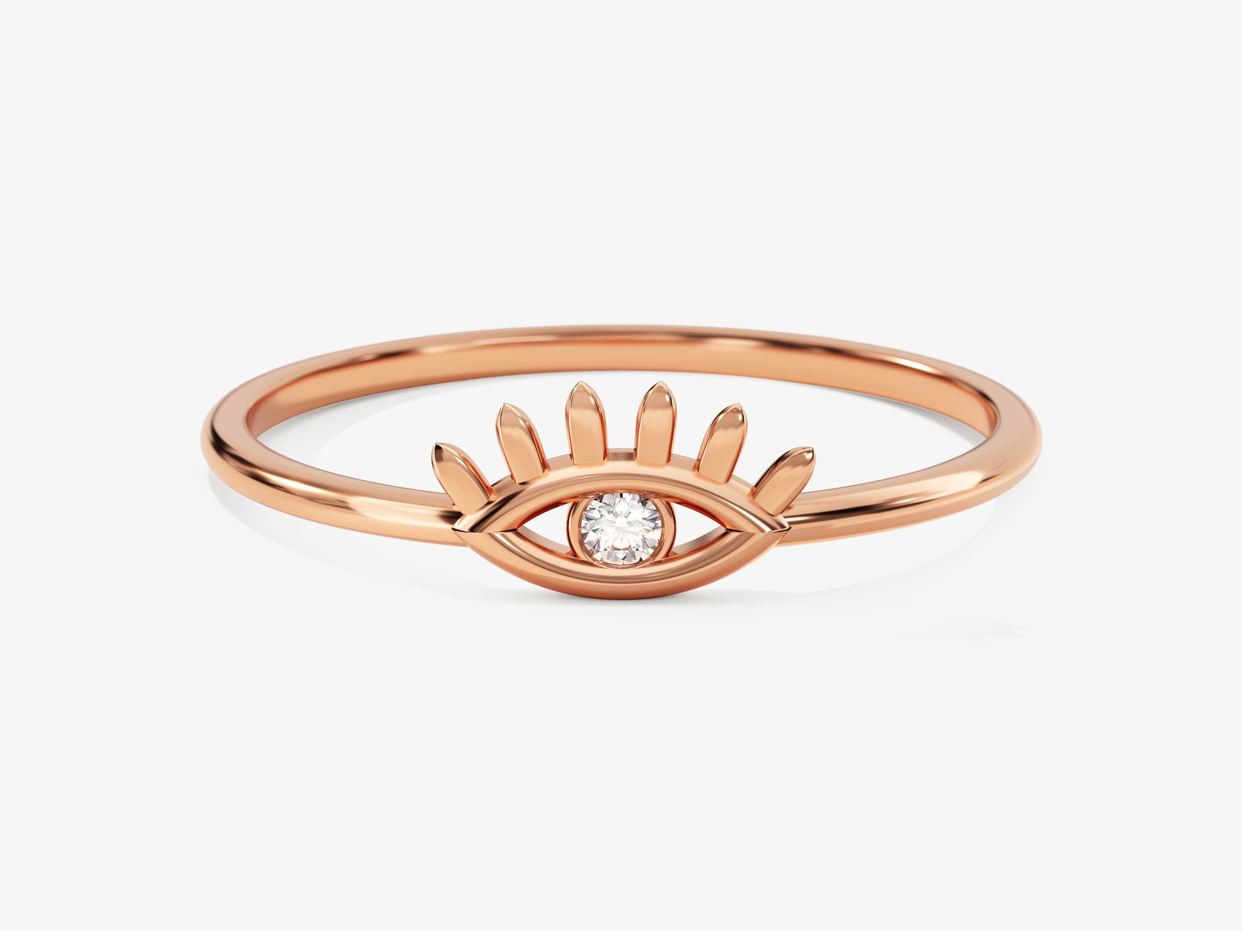 Rose gold evil eye ring with diamond for jewelry lovers