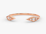 Rose gold diamond bypass ring with geometric detailing