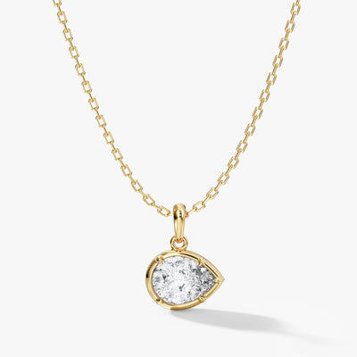 Pear Bezel Pendant Necklace