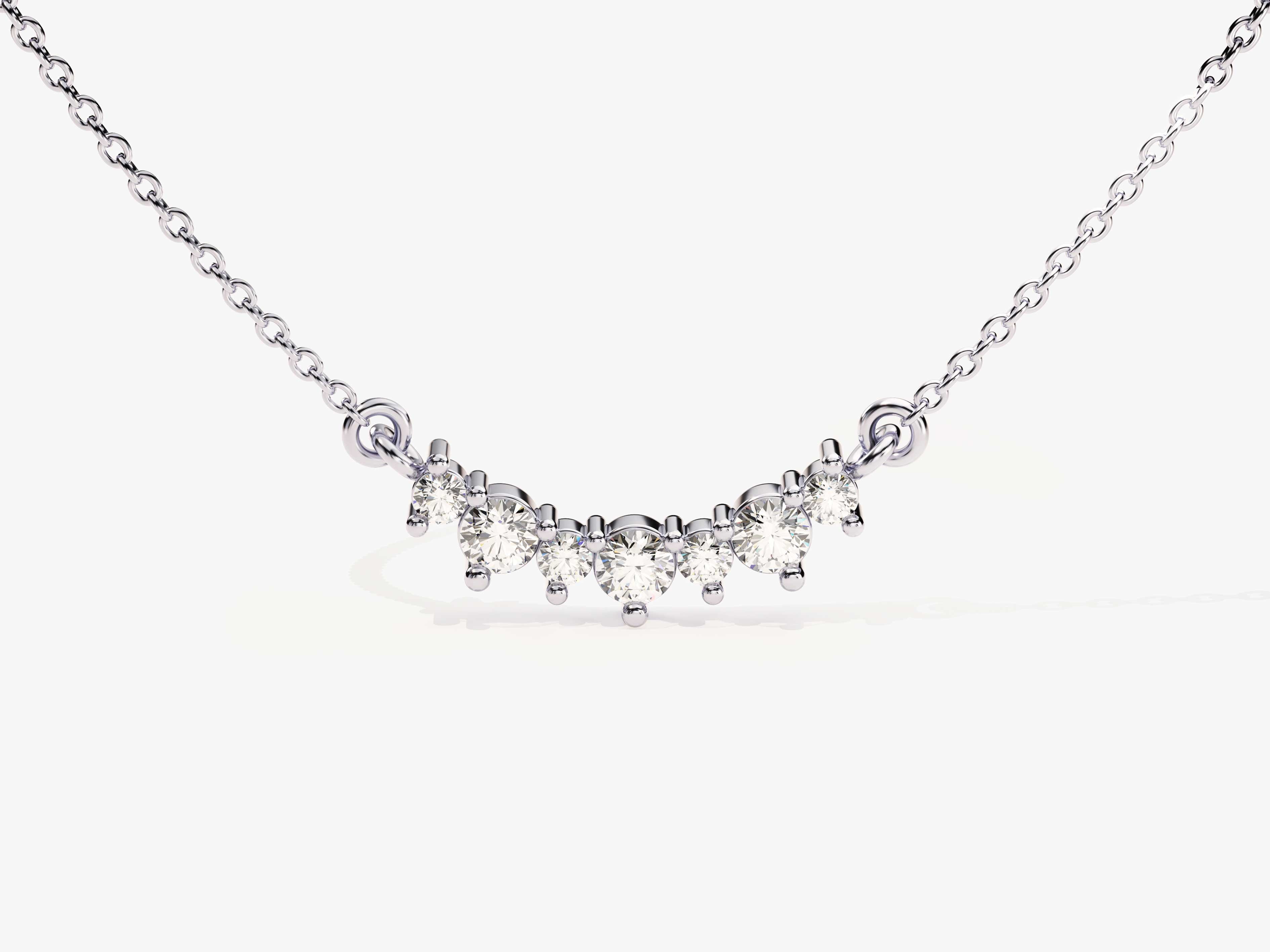 Diamond necklace with a curved row of sparkling stones