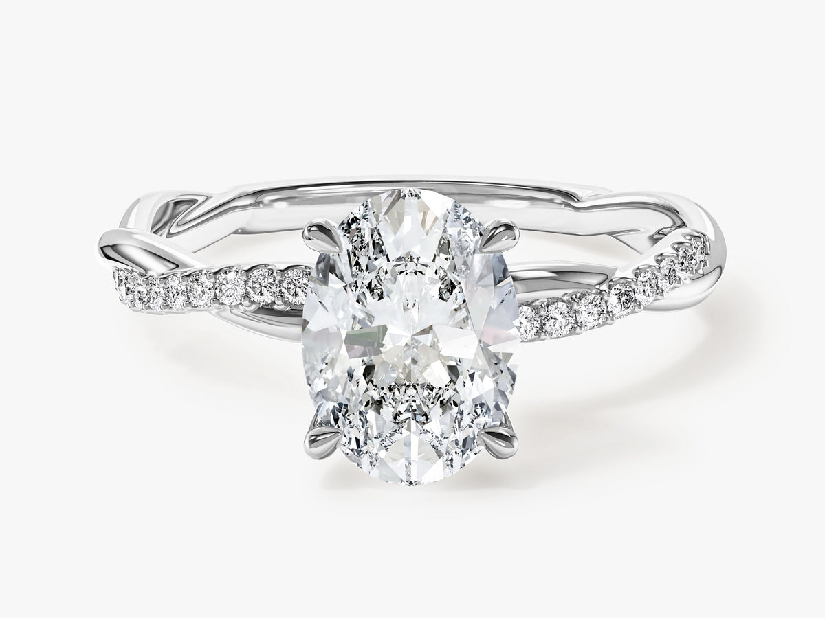 Twisted Vine Engagement Ring with Pave Set Side Stones