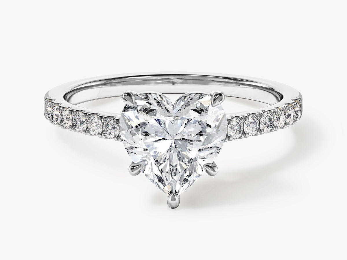 4-Prong Engagement Ring with Pave Set Sidestones